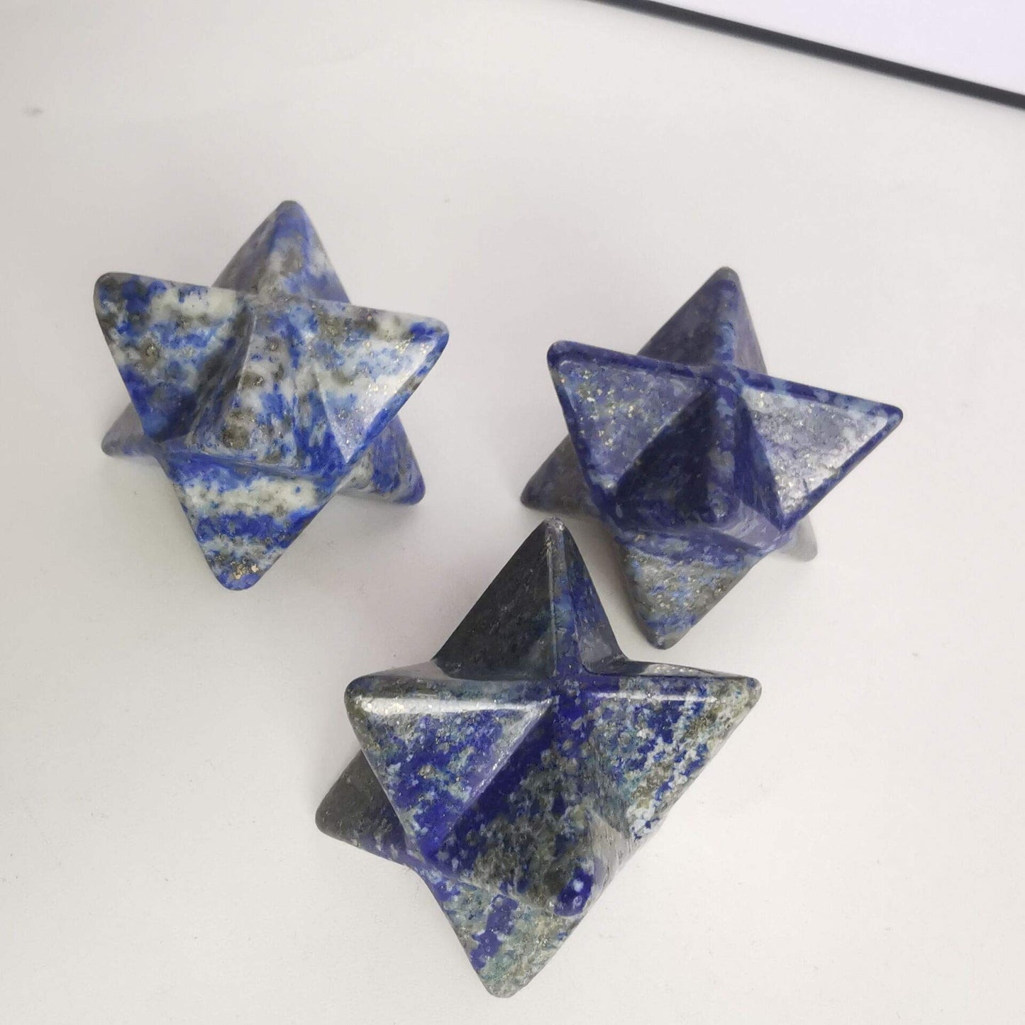 Loveliome Merkaba Star Crystal 1 Inch - Natural Gemstone Sacred Geometry, Hand Carved Six-Pointed Star Spiritual Gift for Meditation,Natural Lapis Lazuli