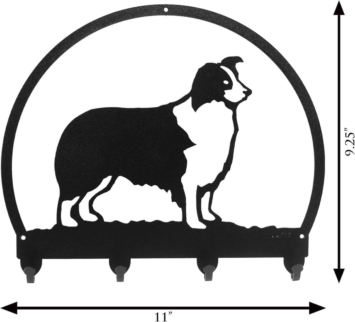 SWEN Products Border Collie Metal Key Chain Hanger, Leash Holder