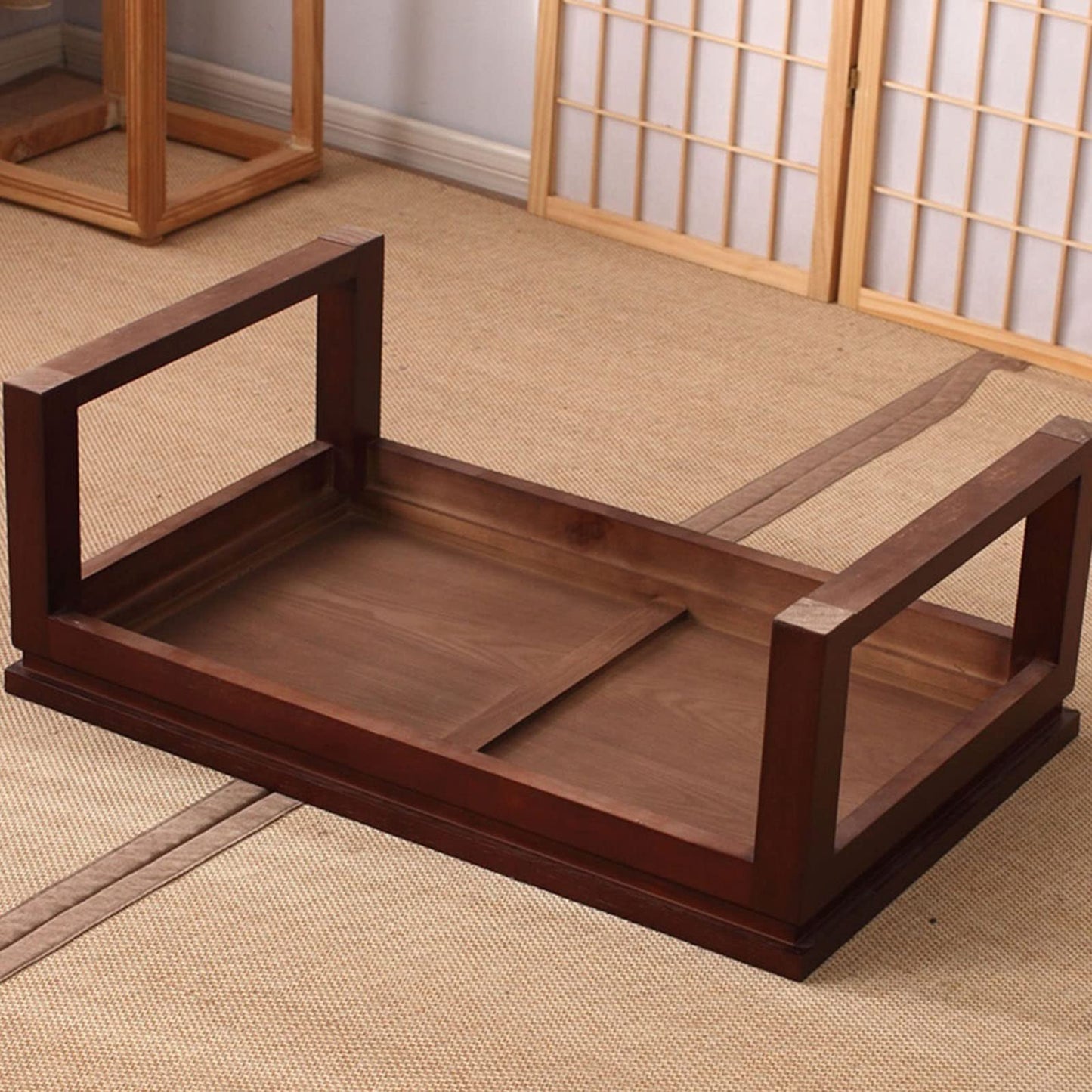 MHJKHG Wooden Coffee Table Living Room Coffee Table Low Floor Table Low Dining Table Children's Game Table Elm Wood Material,Brown 50x40x25cm