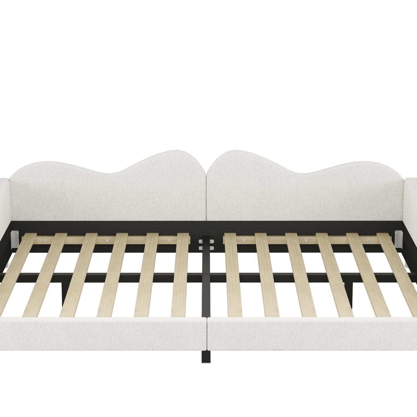 Merax Full Size Upholstered Daybed, Sherpa Fabric Sofabed with Cloud-Shaped Backrest, No Box-Spring Needed, White