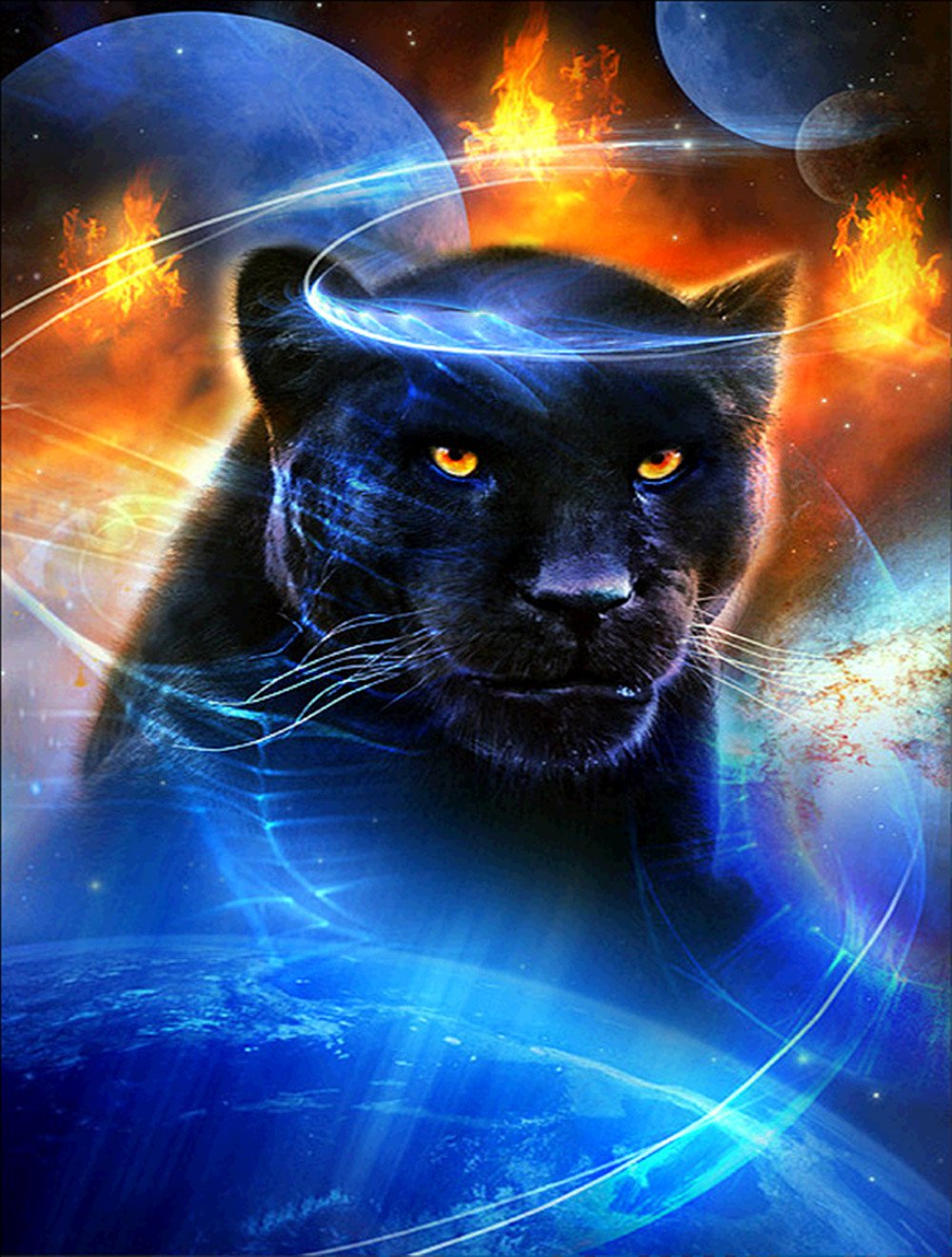 Better Selection 5D DIY Diamond Art Set Decorating Cabinet Table Stickers Crystal Rhinestone Diamond Embroidery Paintings Pictures for Study Room,Black Leopard (30x40 cm/12x16 inch)