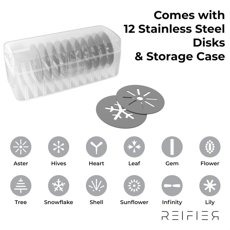 14-Piece Cookie Press Set - Upgraded - Stainless Steel Disks & Storage Case - Heavy-Duty Design