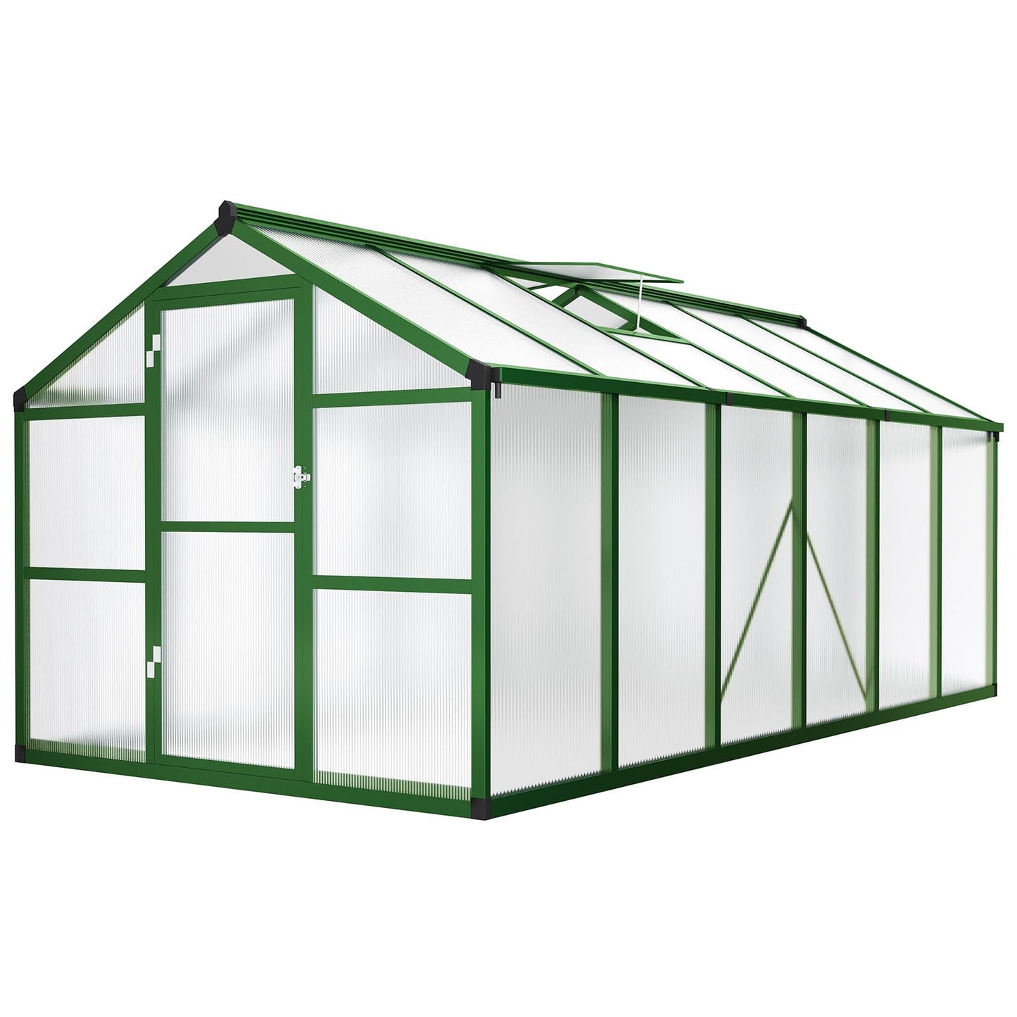 8x12 FT Greenhouse - Large Aluminum Greenhouses for Outdoors, Heavy Duty Polycarbonate Greenhouse with Roof Vent&Ground Nails, Walk-in Green Houses for Garden, Backyard, Patio, Easy Assembly