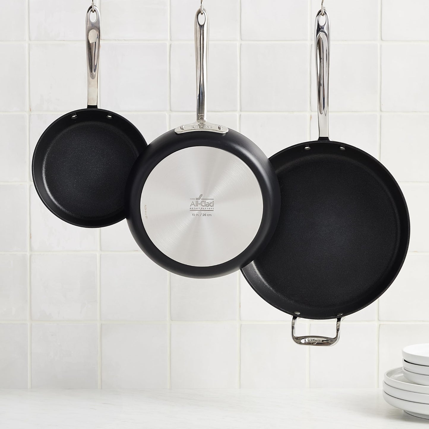 All-Clad HA1 Expert Hard Anodized Nonstick Frying Pan Set, 2-Piece 10" & 12" Skillet Set, Dishwasher-Safe, Oven-Safe Up to 500°F Compatible with All Stovetops (Gas, Electric & Induction) - Black