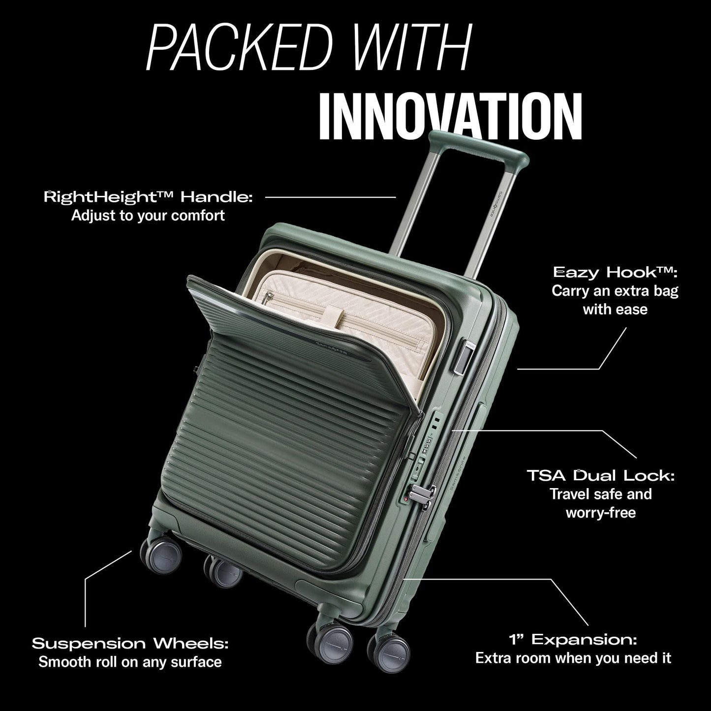 Samsonite Paralux Large Checked Luggage - Innovative Design - Quick Access Front Pocket - Dual Suspension Wheel Technology - TSA Lock - Expandable - Includes Removable Packing Cubes - Midnight Navy