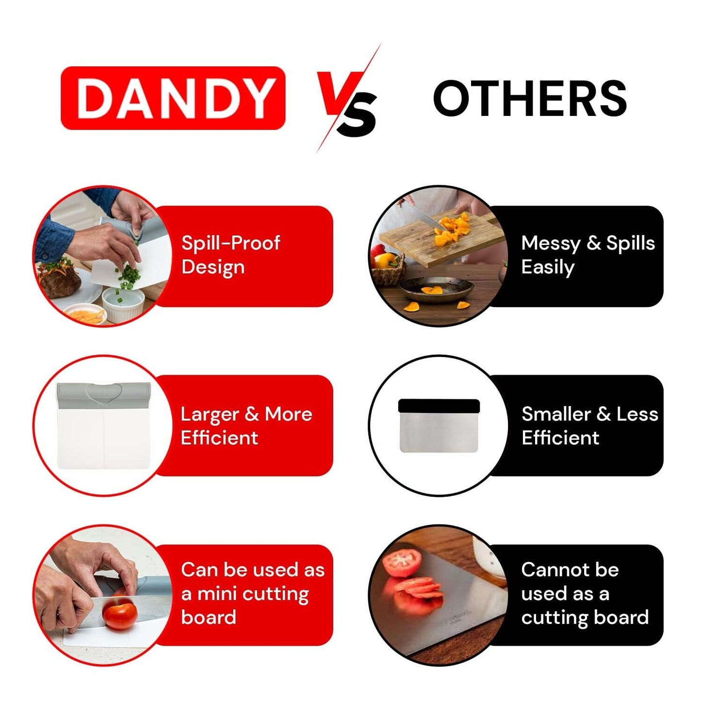 DANDY ScooperDuper - Multi-Purpose Folding Food Mover, Bench Scraper, Dough Scraper, Food Scraper Tool, User-Friendly Kitchen Gadget for Cutting Board and Chefโs Knife