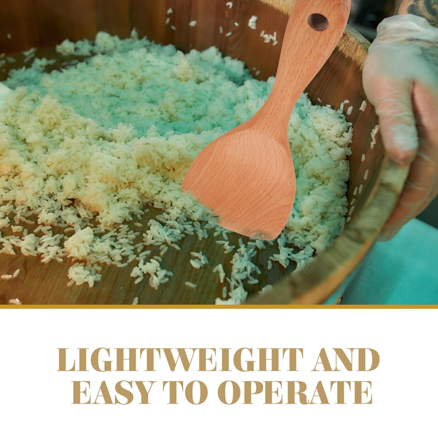 UPKOCH 8.3" Beechwood Rice Paddle - Japanese-Style Non-Scratch Spoon for Rice Cooker & Curry Stirring, Natural Wooden Utensil with Ergonomic Handle