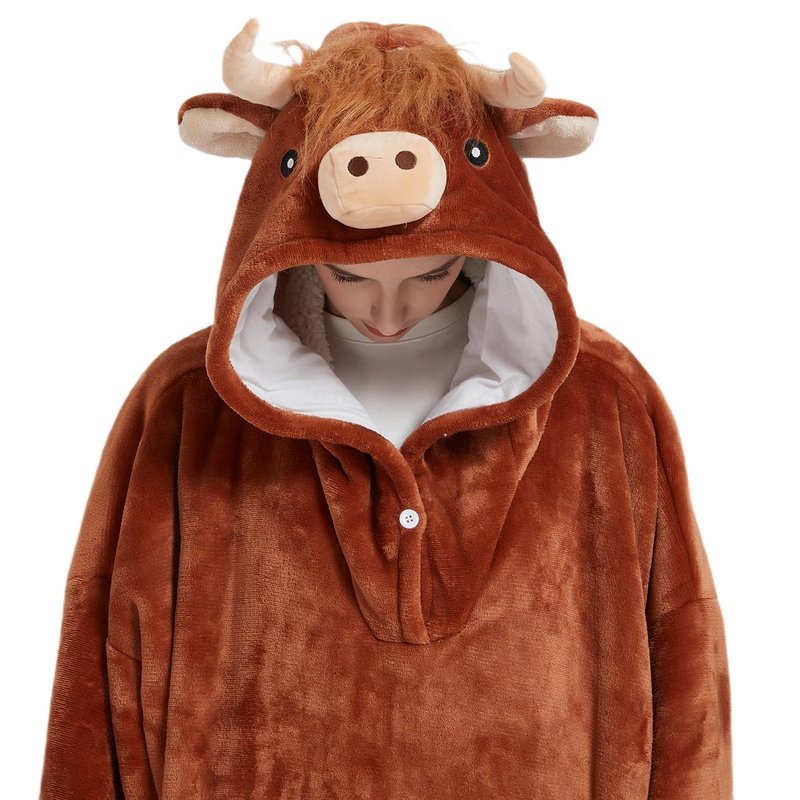 NAFLEAP Blanket Hoodie Women Wearable Blanket Adult Oversized Fleece Sherpa Christmas Sweatshirt Gift for Women, Brown cow adult