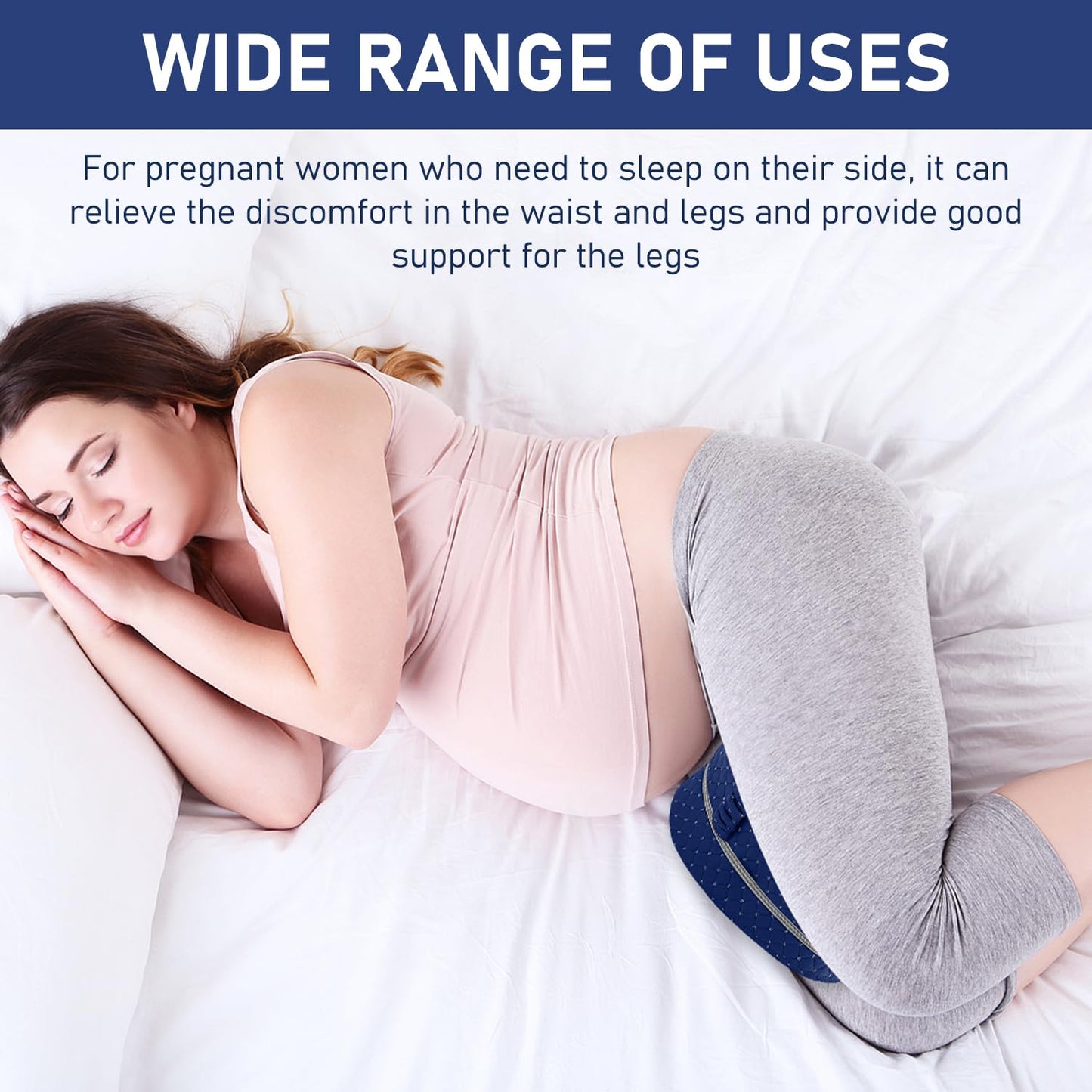 Alignment Pillows for Side Sleepers,Hip Alignment Pillow, Memory Foam Leg & Knee Pillow,Foam Support Pillow Soothing Relief for HIPS, Knees, Joints, Nerves & Muscles,Adjustable Strap (Grid Blue)