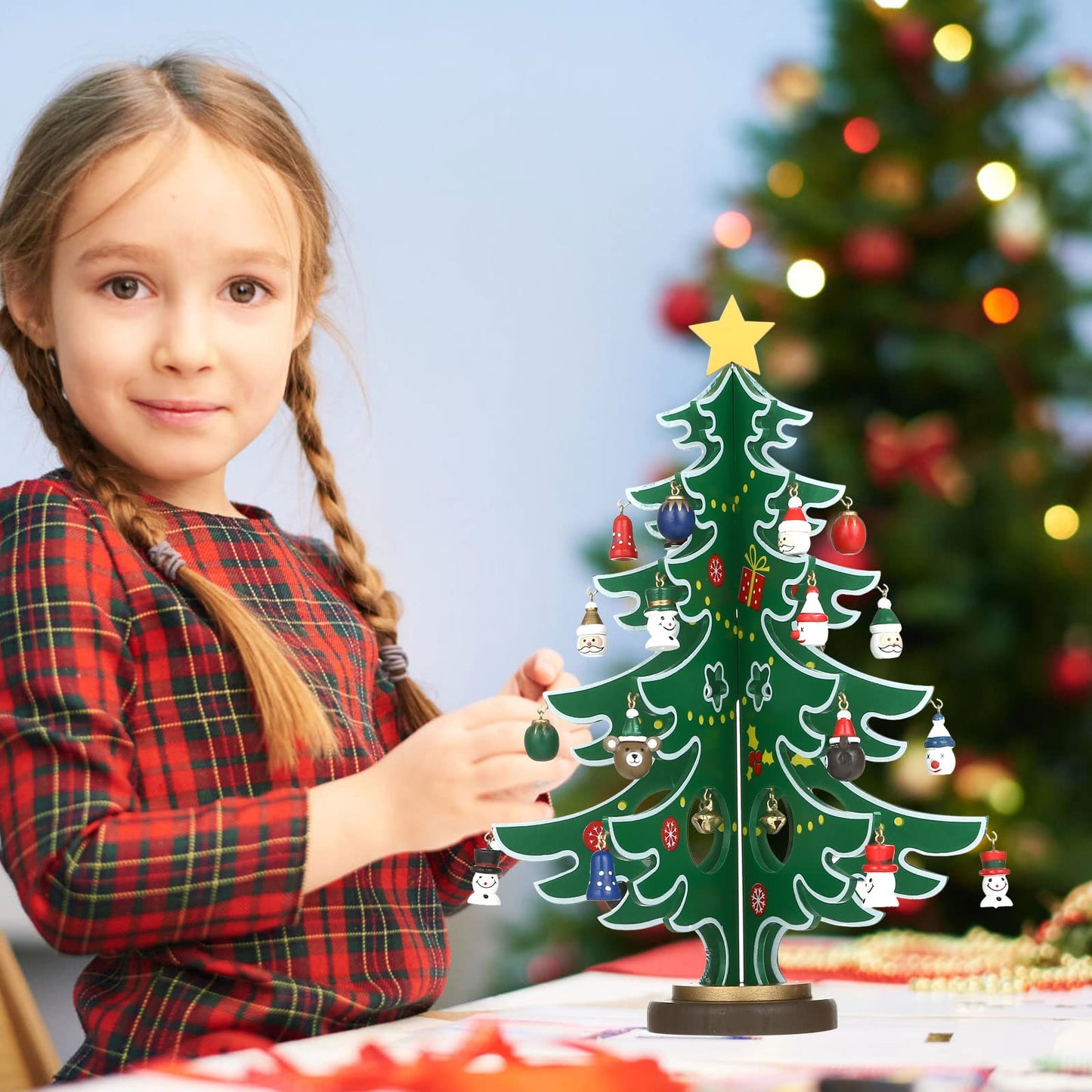 LIHAO Christmas Advent Calendar, 24 Days Tabletop Christmas Tree Countdown Calendar with 24PCS Ornaments for Boys Girls Kids Party Favors, Classroom Prizes Xmas Gift