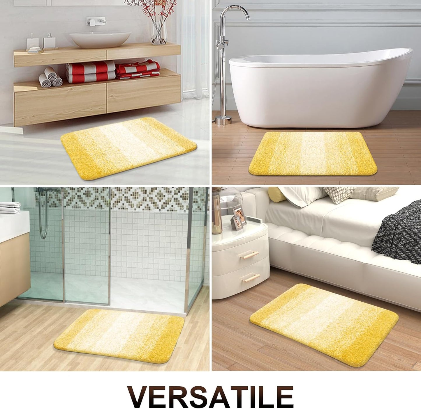OLANLY Bathroom Rug Mat - Extra Soft Microfiber, Non-Slip Plush Shaggy Bath Carpet | 24x16, Yellow