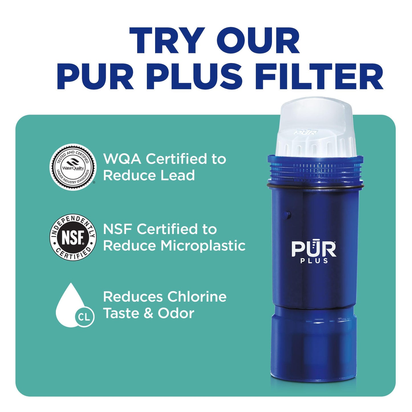 PUR Water Pitcher & Dispenser Replacement Filter 4-Pack, Genuine PUR Water Filter, 2-in-1 Powerful and Faster Filtration, 8-Month Value, Blue (PPF900Z4)