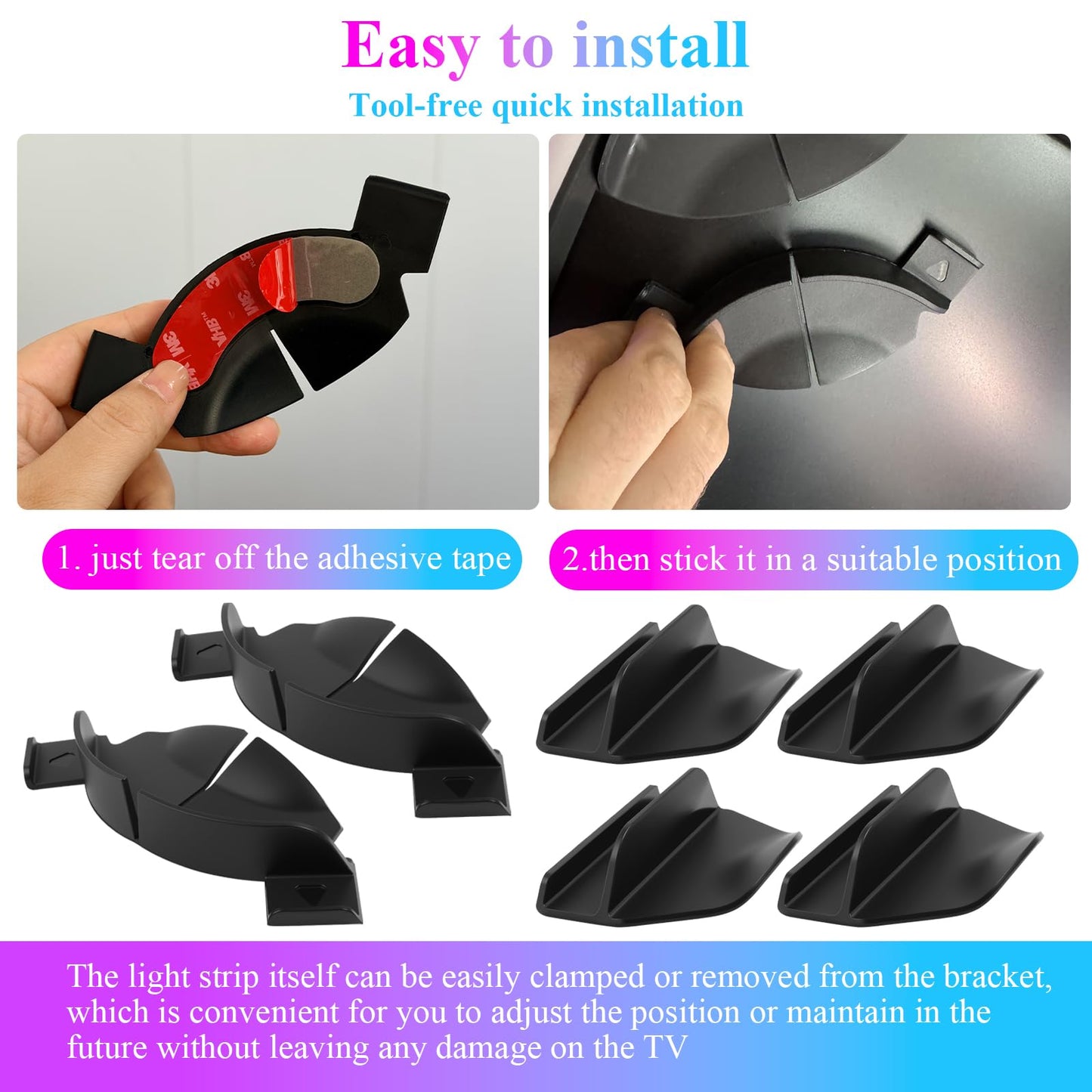 Upgraded Brackets Set fits Philips Hue Play Gradient Light Strip