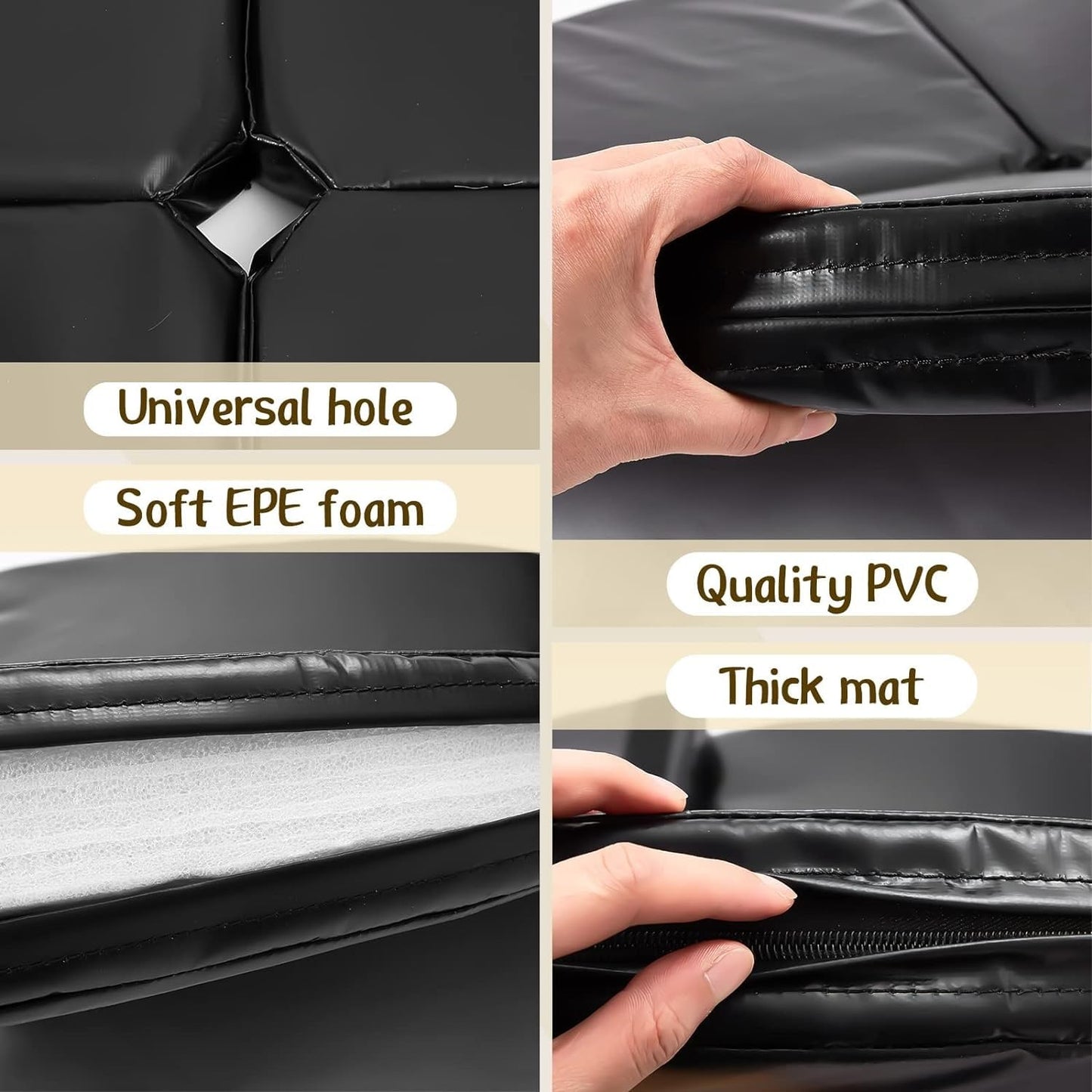 Purple Dance Pole with Static Function & Gymnastics Crash Mat - 3/5/10cm Thick Safety Landing Pad, PU Leather, Non-Slip Cover - 150cm/5ft/59in Size