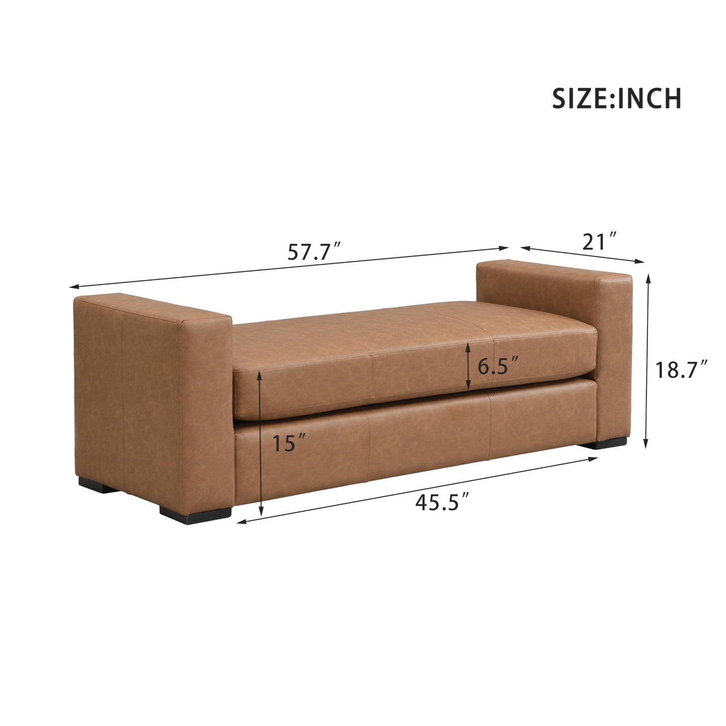 Christopher Knight Home Mosley Faux Leather Upholstered Ottoman Bench, Rectangular Foot Stools Ottoman, Wooden Ottoman Footrest, Bedroom End of Bed Footstool, Living Room Sofa Extra Seat, Brown