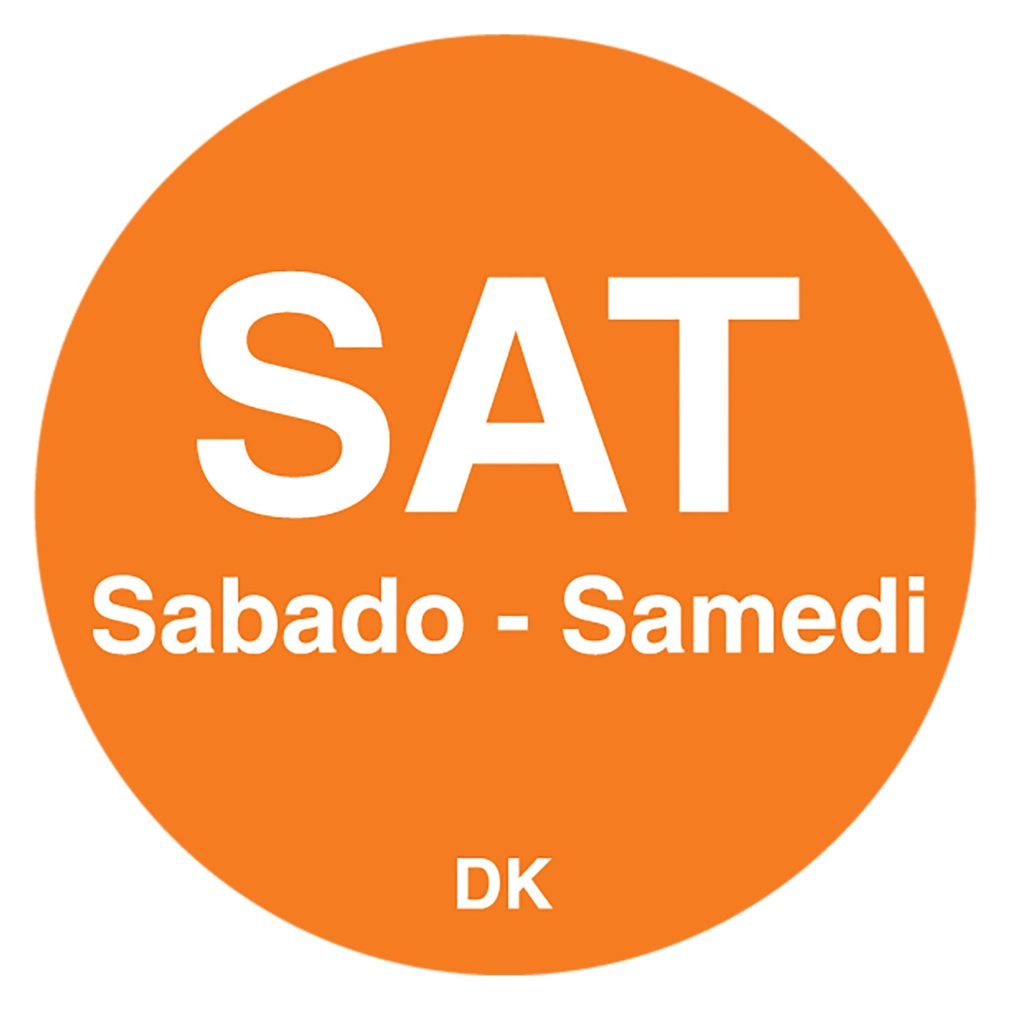 DayMark Day of the Week Permanent Label, Saturday, 3/4" Circle, Orange (Roll of 2000)