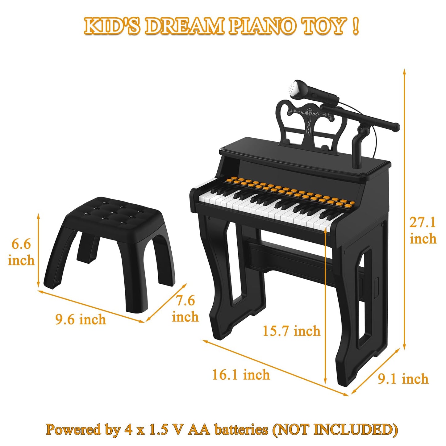 Dollox Keyboard Piano for Kids, Toddler Piano Toys 37 Keys Kid Musical Instruments Electric Keyboard Baby Pianos for Beginners Mini Music Toy with Stool, Birthday Gift for Age 3 4 5 6 Years Old