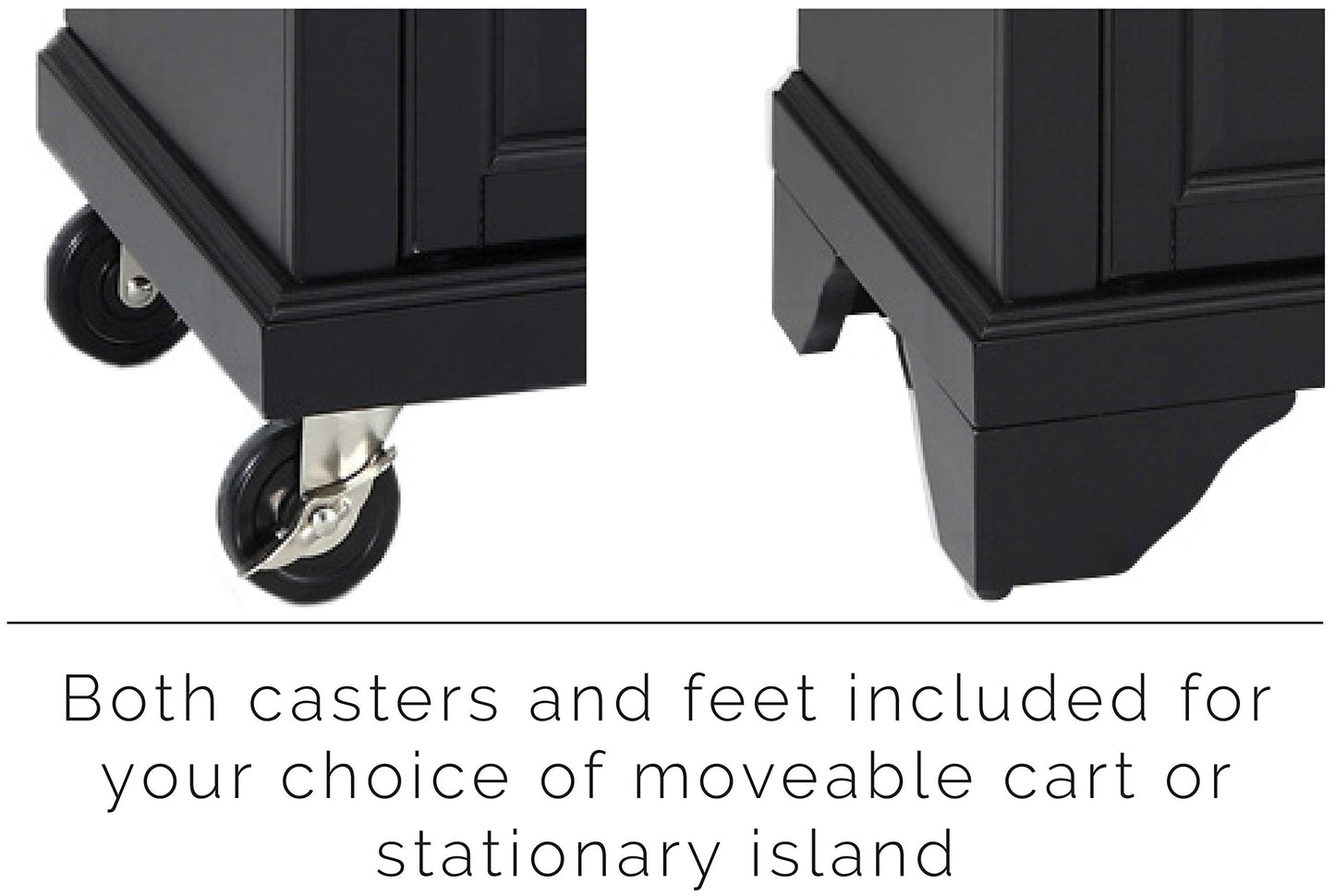 Crosley Furniture Lafayette Stone Top Small Portable Rolling Kitchen Island Storage Cart, Microwave Stand, Black
