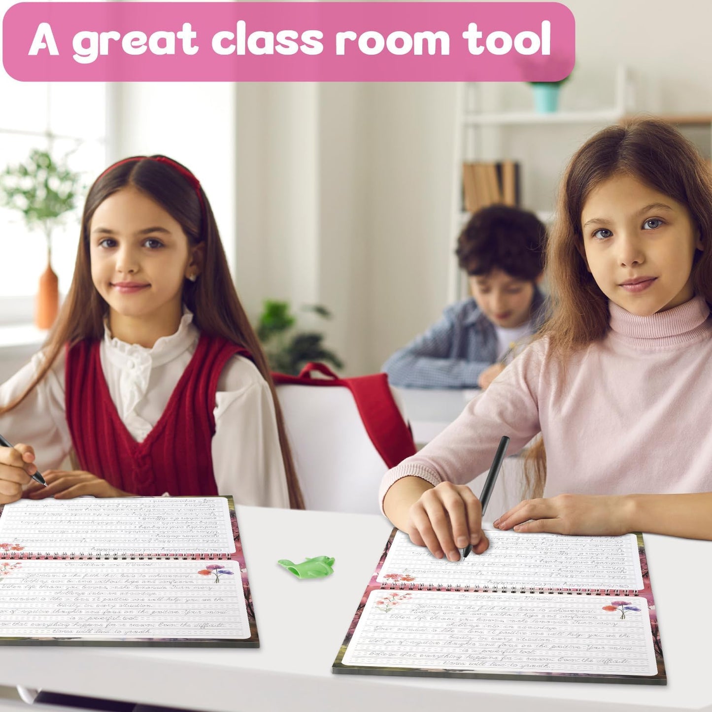 gisgfim Grooved Cursive Handwriting Workbook Magic Reusable Grooved Cursive Handwriting Practice Guided Tracing with Disappearing Ink Pens for Beginner Learning Activities Supplies (Inspiring Quotes)