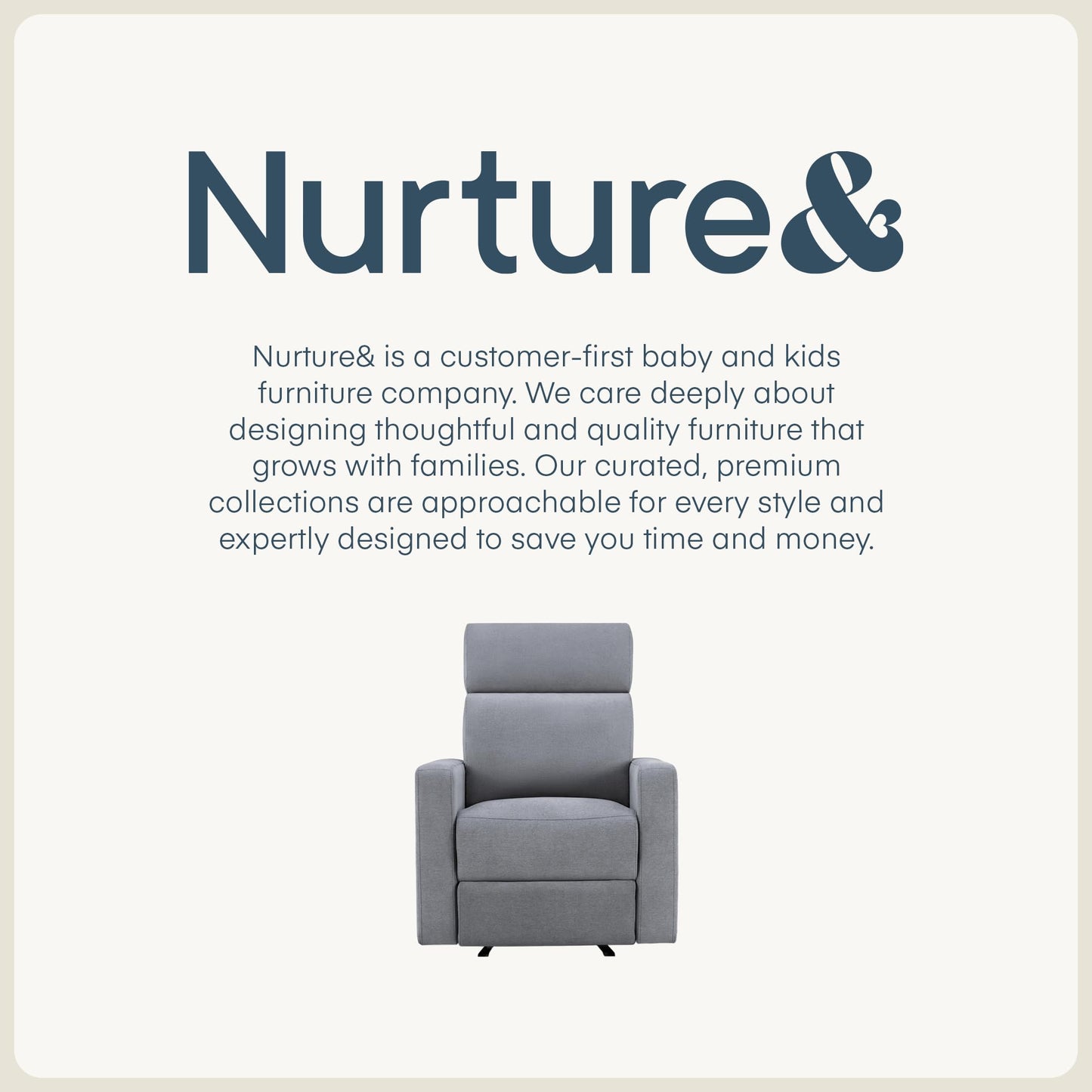 Nurture& The Glider Premium Power Recliner Nursery Glider Chair with Adjustable Head Support | Designed with a Thoughtful Combination of Function and Comfort | Built-in USB Charger (Gray)