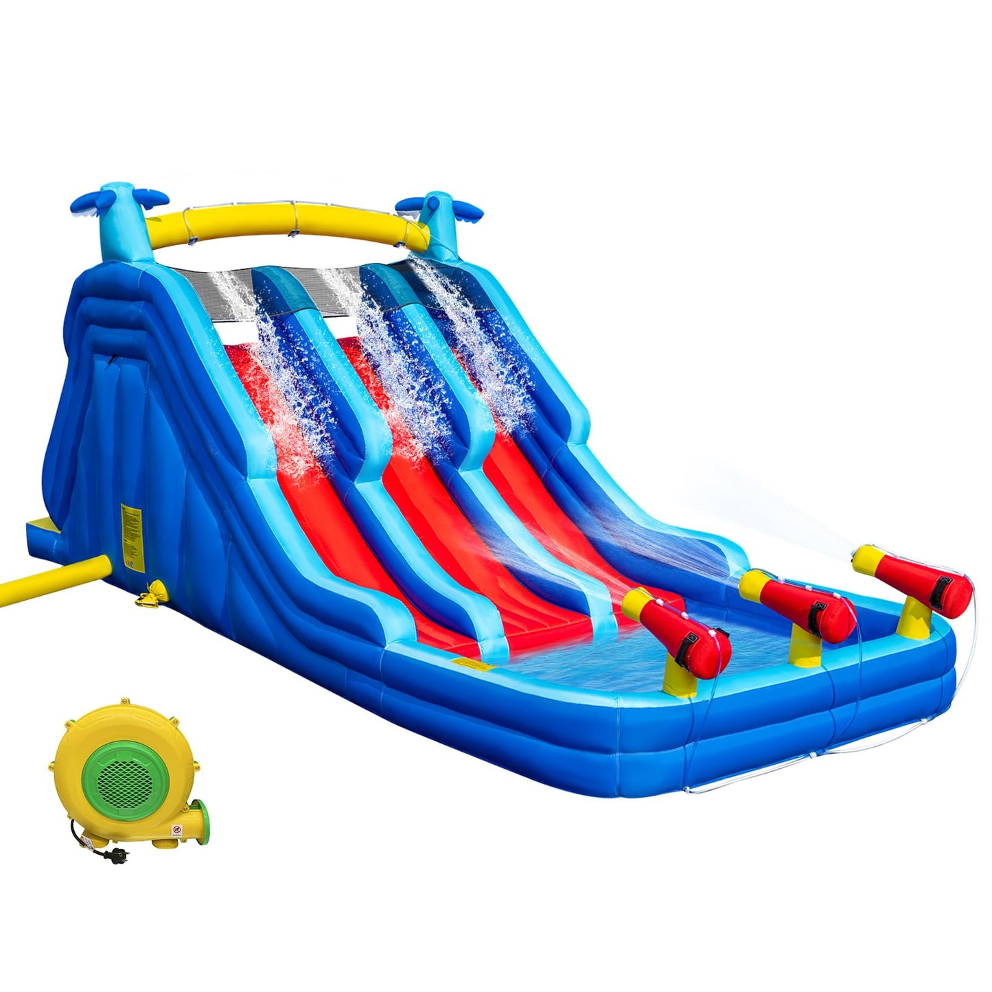 22FT Oxford Inflatable Water Slide Family Version of Water Park Equipped with a Pool Climbing Area and Slide Track Suitable for Summer Swimming Pool Parties and Family Gatherings (Include Blower)