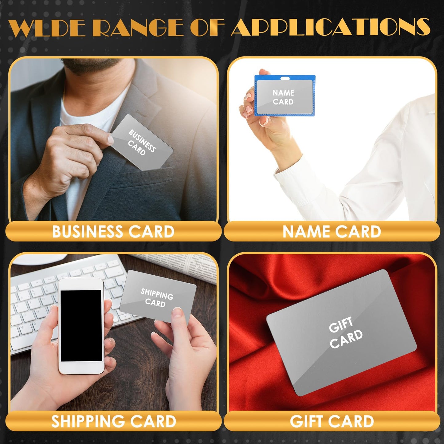 weparmeety 100 Pcs Sliver Metal Engraving Blanks Colorful Aluminum Sheet Laser Engraving Business Card Multipurpose DIY Gift Cards 86 x 54 x 0.21 mm