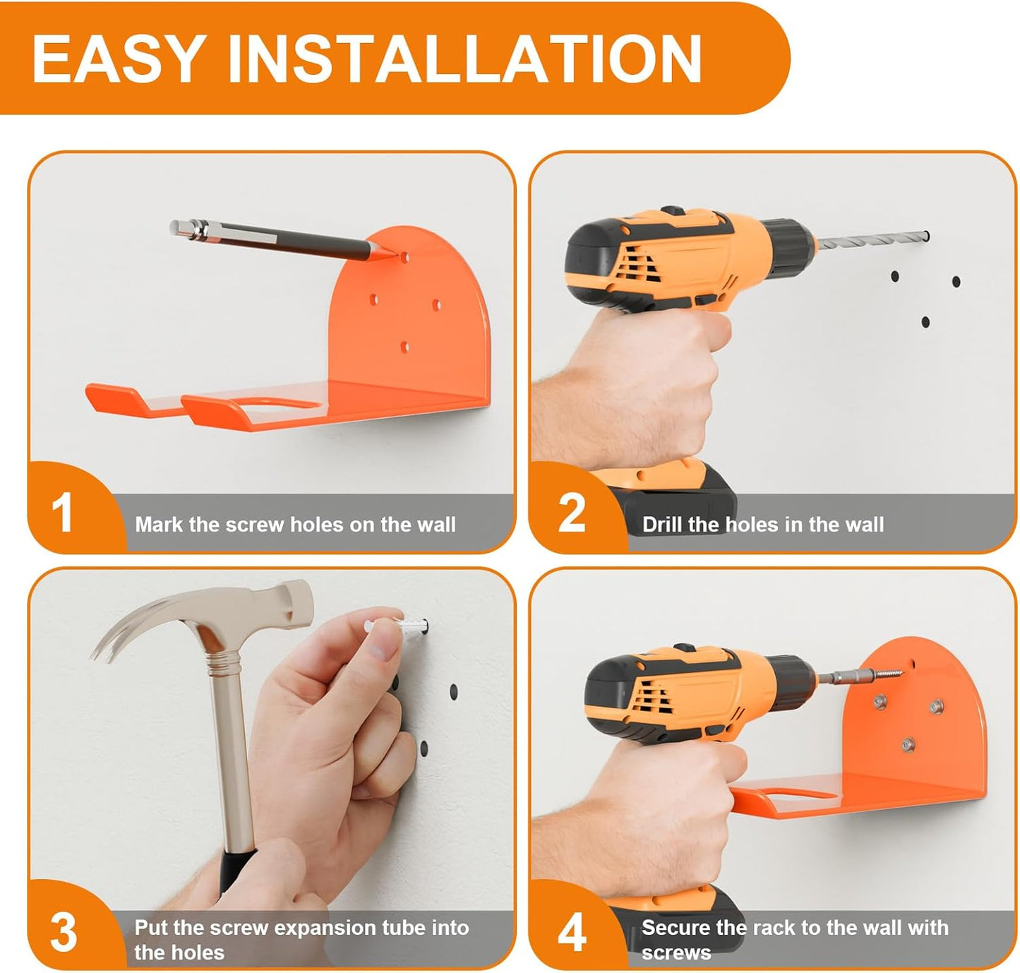 Weedeater Heavy Duty Wall Mount Hanger - Rubber Coated Garden Tool Holder | 1 Pack