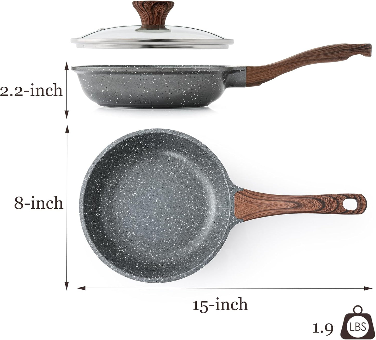 SENSARTE Nonstick Frying Pan Skillet with Lid - PFOA Free 8-Inch & 4.5QT Stock Pot | Induction Compatible