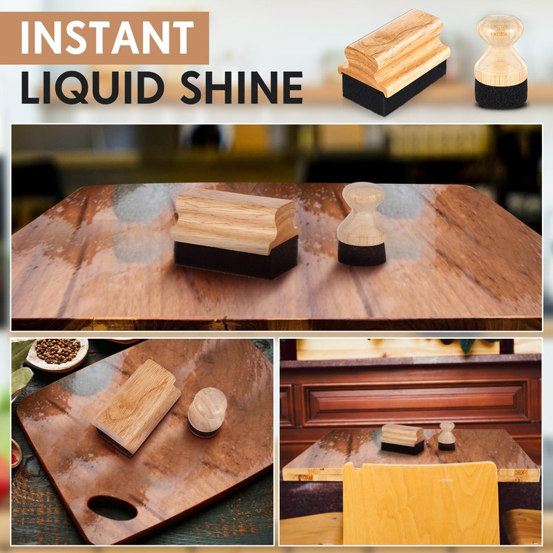 Qinyoung 2 Pcs Cutting Board Oil Wax Applicator Butcher Block Food Grade Mineral Oil Brush Wooden Bamboo Cutting Board Cream with Handle for Wood Surfaces Restoring Butcher Blocks(Classic,Sponge)