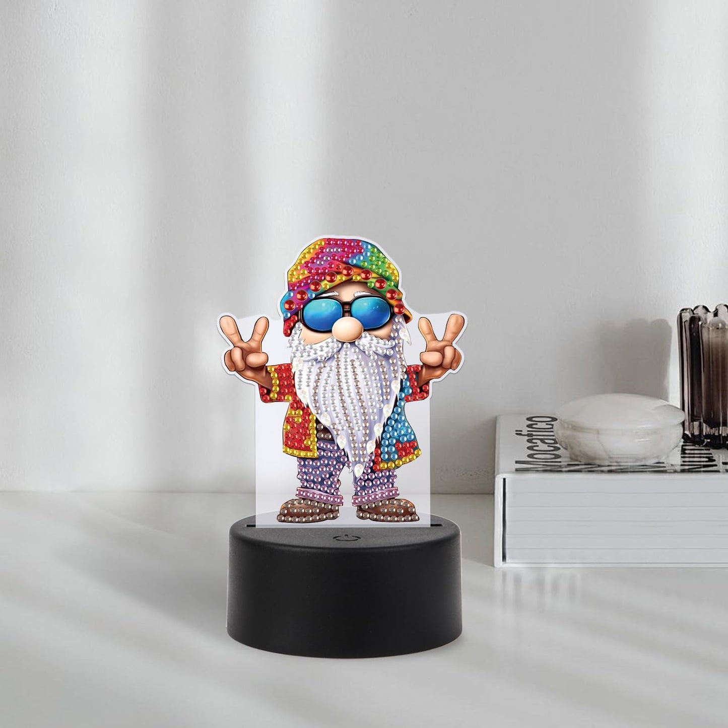 JISHSHAY Diamond Painting Night Light Diamond Art Table Lamp Gem Art LED Lights Gem Painting Desk Lamp Mosaic Kits for Adults DIY Kits for Adults Paint by Numbers with Special Drills Gnome