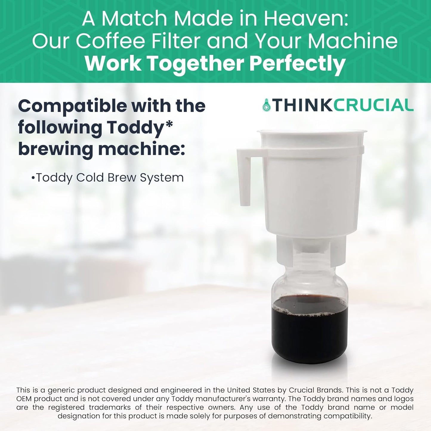 Think Crucial Replacement Strainer Bag Compatible with Toddy Cold Brew System, Washable & Reusable (2 Pack)