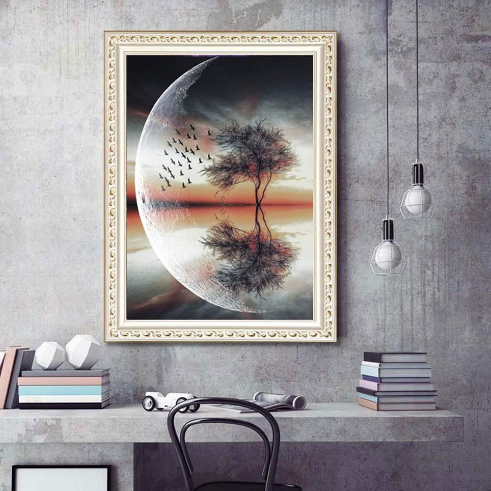 MMAHD 5D DIY Diamond Art Painting Kits for Adults,Moon Tree Full Drill Embroidery Paintings Rhinestone Pasted DIY Painting Cross Stitch Arts Crafts for Home Wall Decor 11.8×15.8Inches