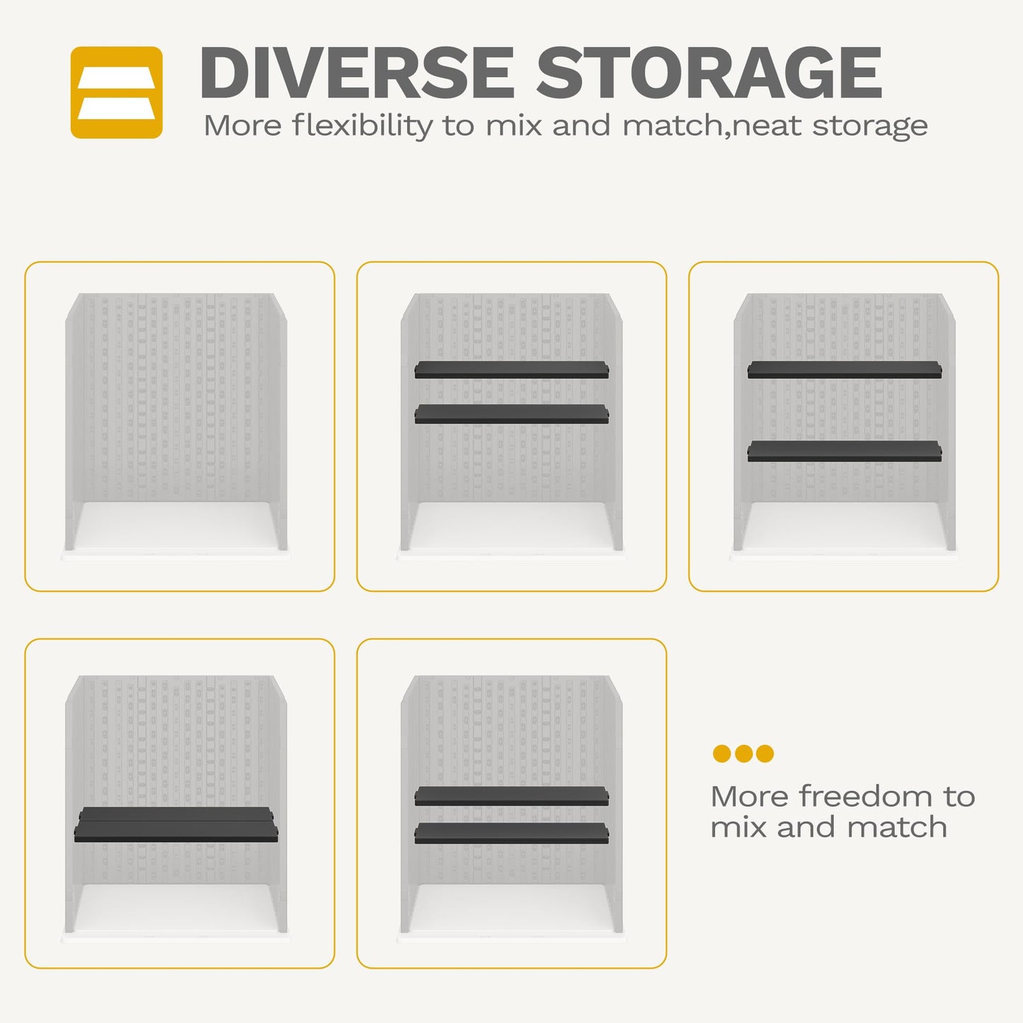 DWVO Outdoor Storage Cabinet with 2 Shelves, Waterproof Horizontal Plastic Storage Shed with Lockable Door, 15 cu. ft. Patio Tools Storage Box for Patio, Garden, Backyard, Deck, Dark Gray