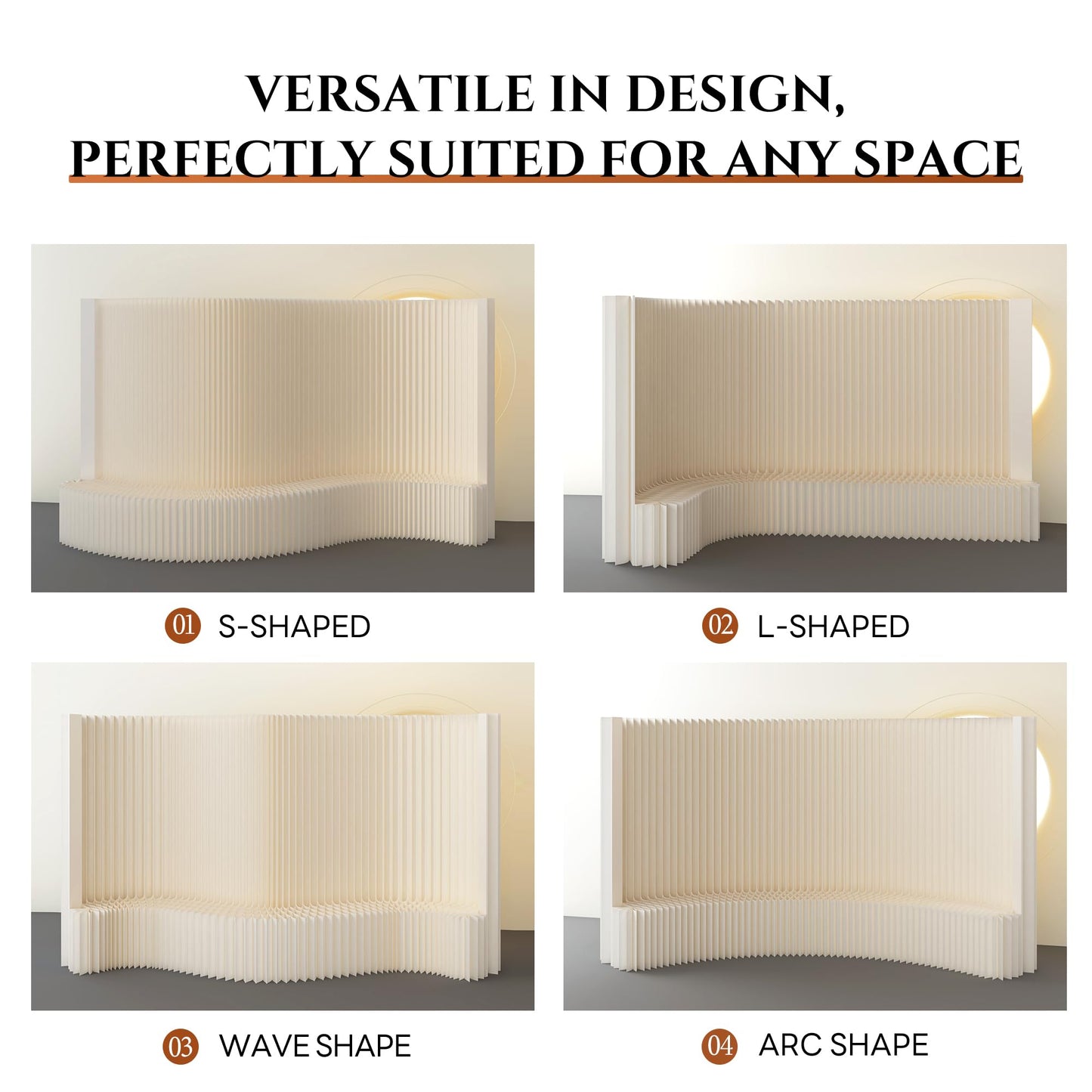 Paper Room Divider, Portable Folding Privacy Screen – Retractable Partition Wall for Home Office, Hotels, Stores, Studios, Exhibition, and Indoor Space Separation(White)