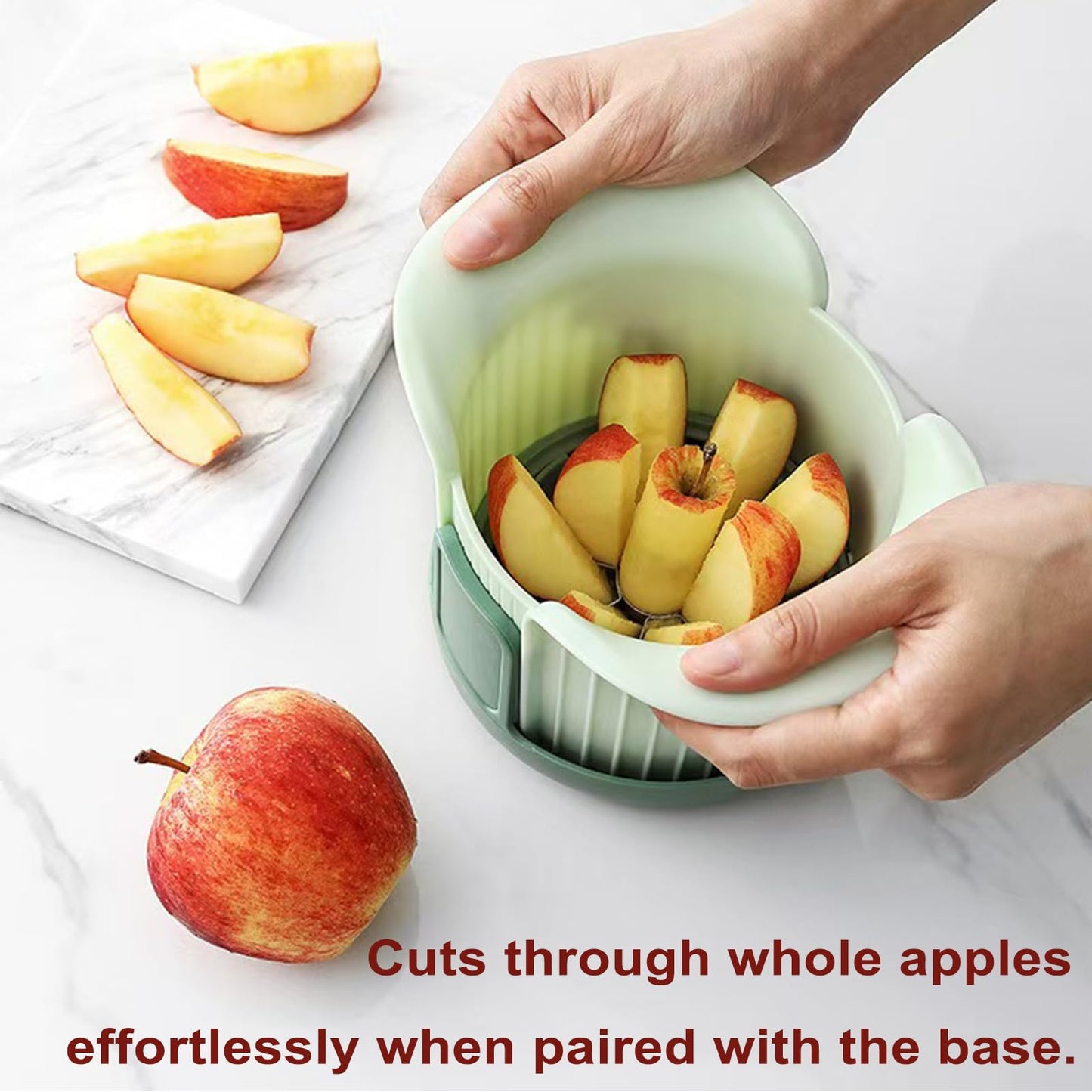 Apple Slicer, 8 Slices Heavy Duty Apple Cutter with Stand, Apple Corer&Tomato Slicer with Comfort Handle,Up to 3.8 IN Apples, The new apple slicer and corer also comes with tomato cutting blades.