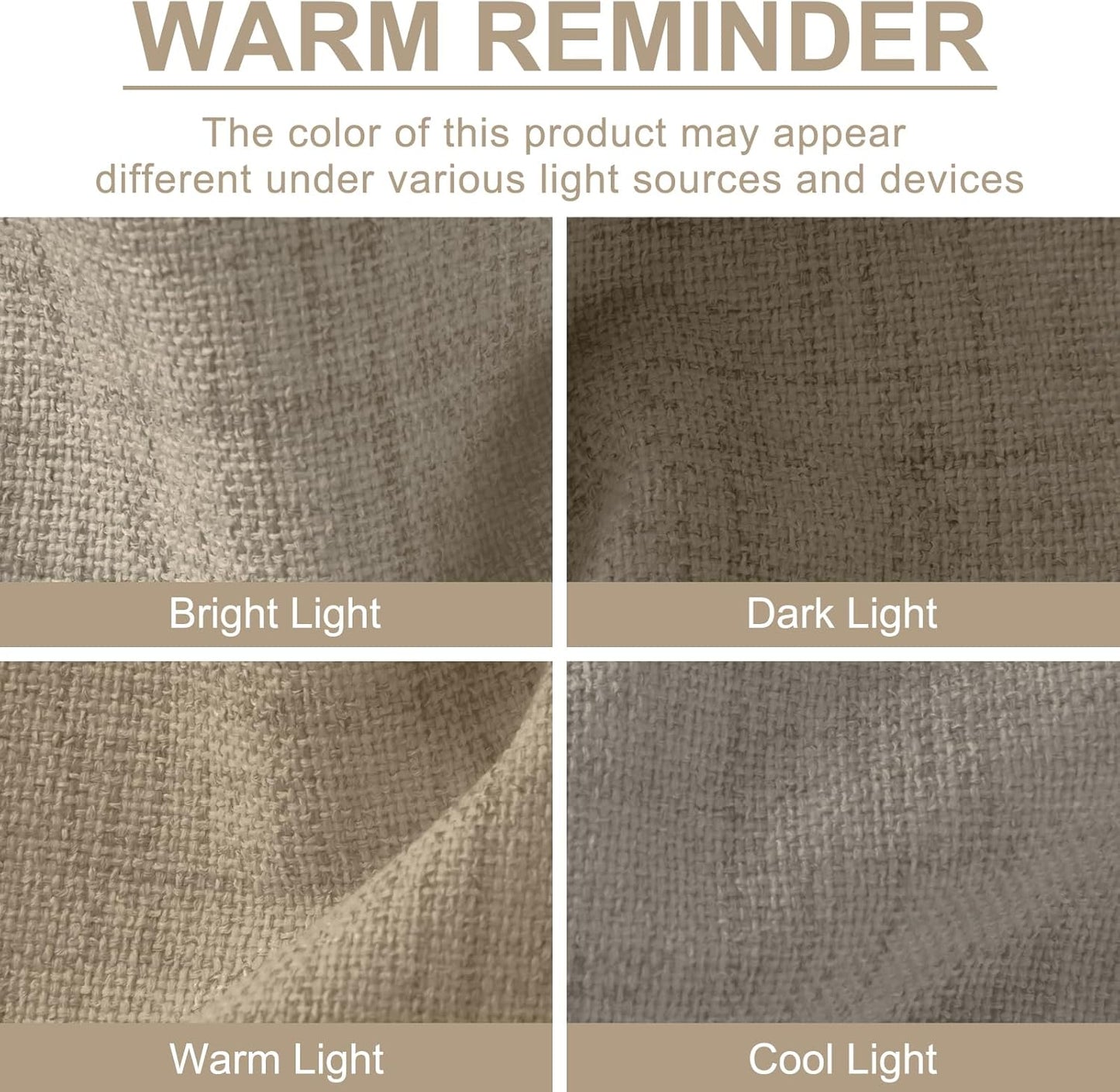 Skiennix 100% Blackout Linen Curtains - Thermal Insulated Drapes, 50" W x 63" L, 2 Panels Set