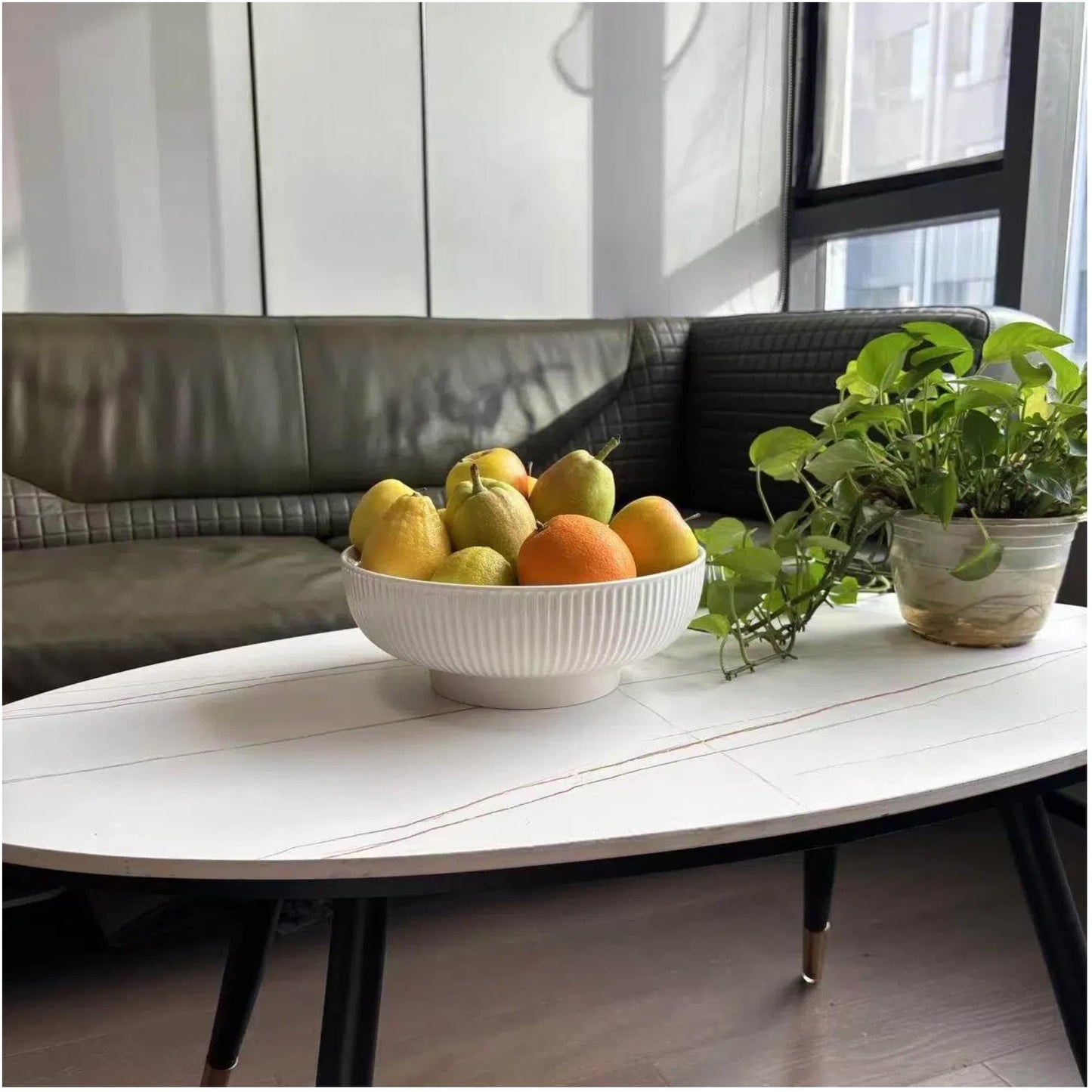 JolieJulie Ceramic Fruit Bowl,10.5" Decorative Bowl, White Fruit Bowl for Kitchen Counter, Purse Bowl, Key Bowl, Kitchen Island Décor, Centerpiece for Dining Table (Cream White)