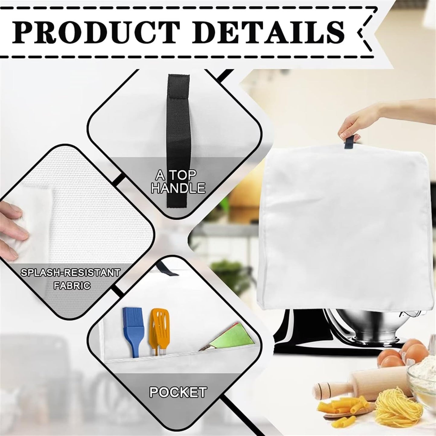 Tropical Mushroom Kitchen Aid Mixer Cover with Pockets, Dust Cover with Handle for Kitchen Small Appliances