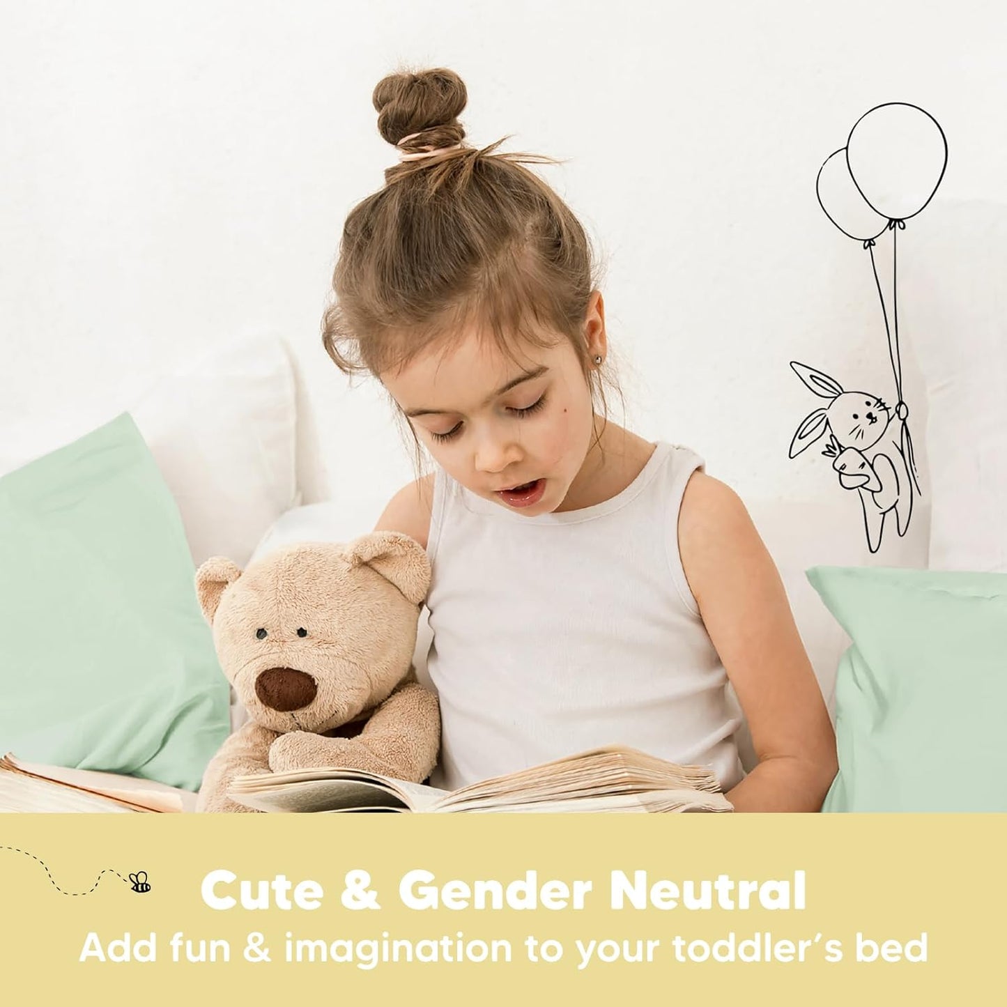 My Little Dreamy Toddler Pillow - Organic Cotton Travel Bed Pillow with Soft Pillowcase | 13x18, Machine Washable, Ideal for Ages 2-5 (Sage)