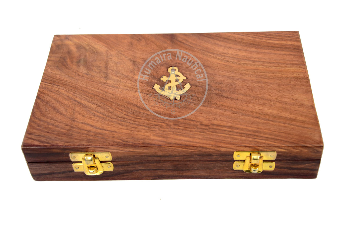 Humaira Nautical Proportional Divider Set of 5, Full Brass dividers with Executive Wooden Box, Single Handed 8" Brass Navigational Dividers Compass Set for Maritime, Naval, Geometry and Drafting