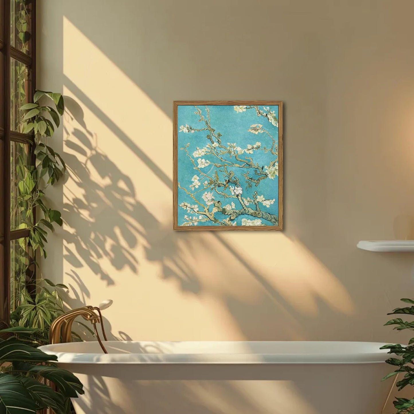 FUHYGU Diamond Painting Kit 9.8x11.8 Inches – Almond Blossom Inspired Painting, DIY Full Drill Diamond Art Kit for Adults, Classic Art Floral Wall Decor