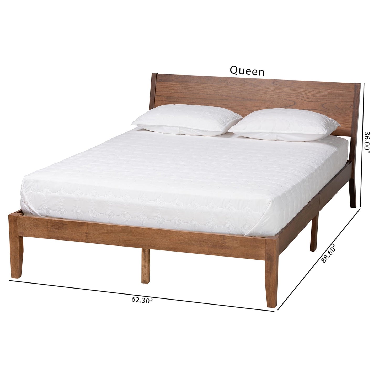 Baxton Studio Salvatore Platform Bed, Queen, Walnut Brown