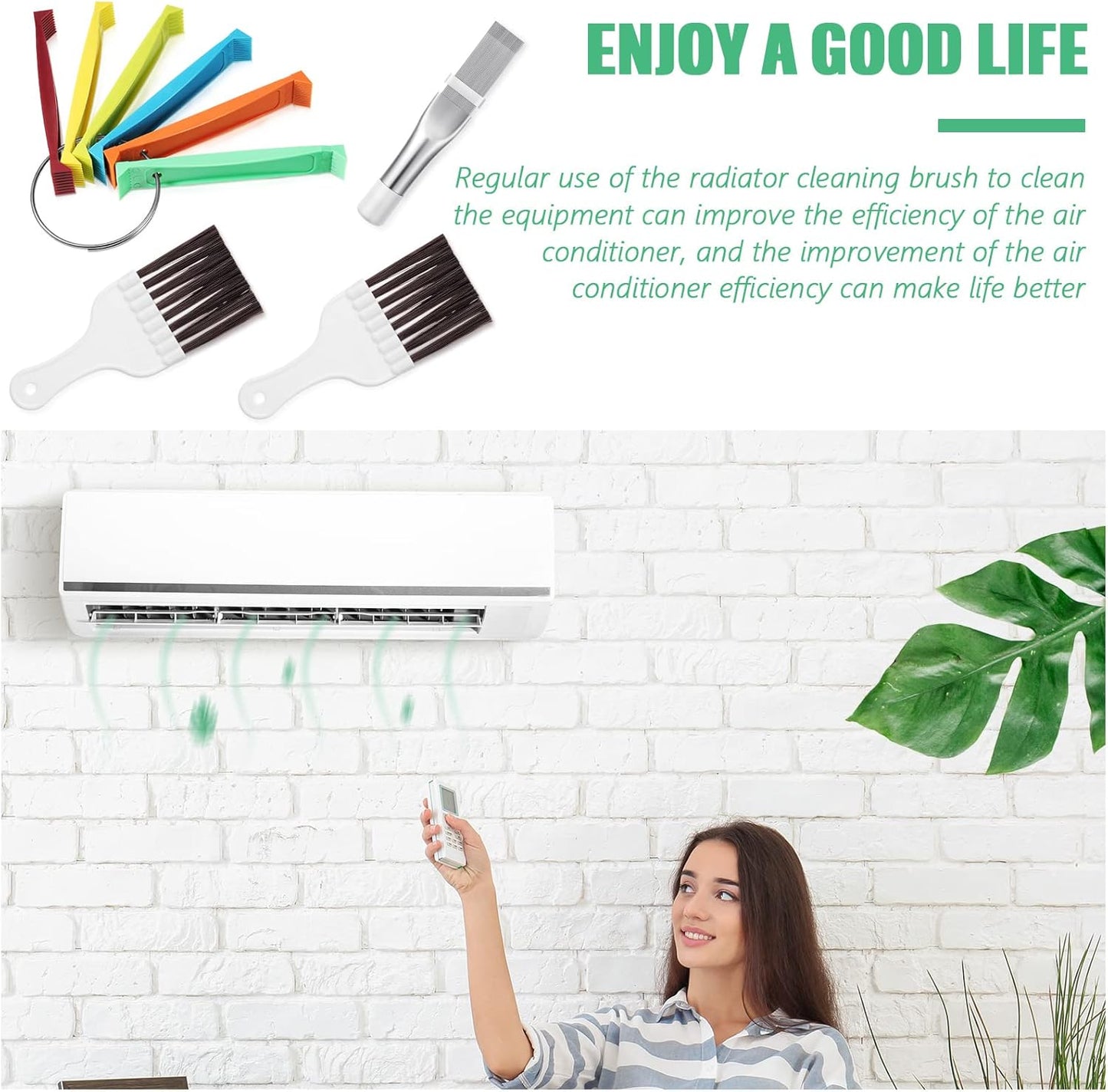 CHENGU 4 Pieces Air Conditioner Fin Cleaner Set - Stainless Steel Condenser Fin Comb & Coil Cleaning Brush