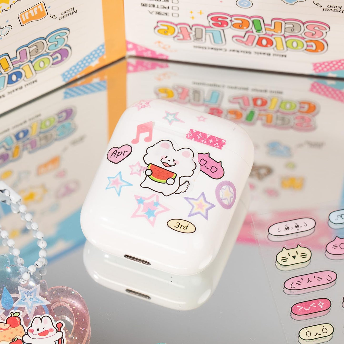 ZHIJIANHZ 64-Sheet Mini Cute Sticker Book Set for Journaling and Scrapbooking, Small PET Stickers with Variety of Shapes, Pink and Blue Color Collection, for Planners and Photocards