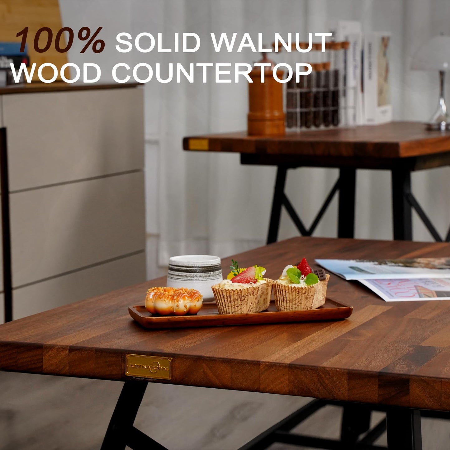 24"x25" Butcher Block Countertop, DIY Solid Walnut Wood Countertop, 1.5'' Thick Waterproof Table Top, Used as Cutting Board, Office Desk Tops, Dining Room Tables, Laundry and Kitchen Countertop