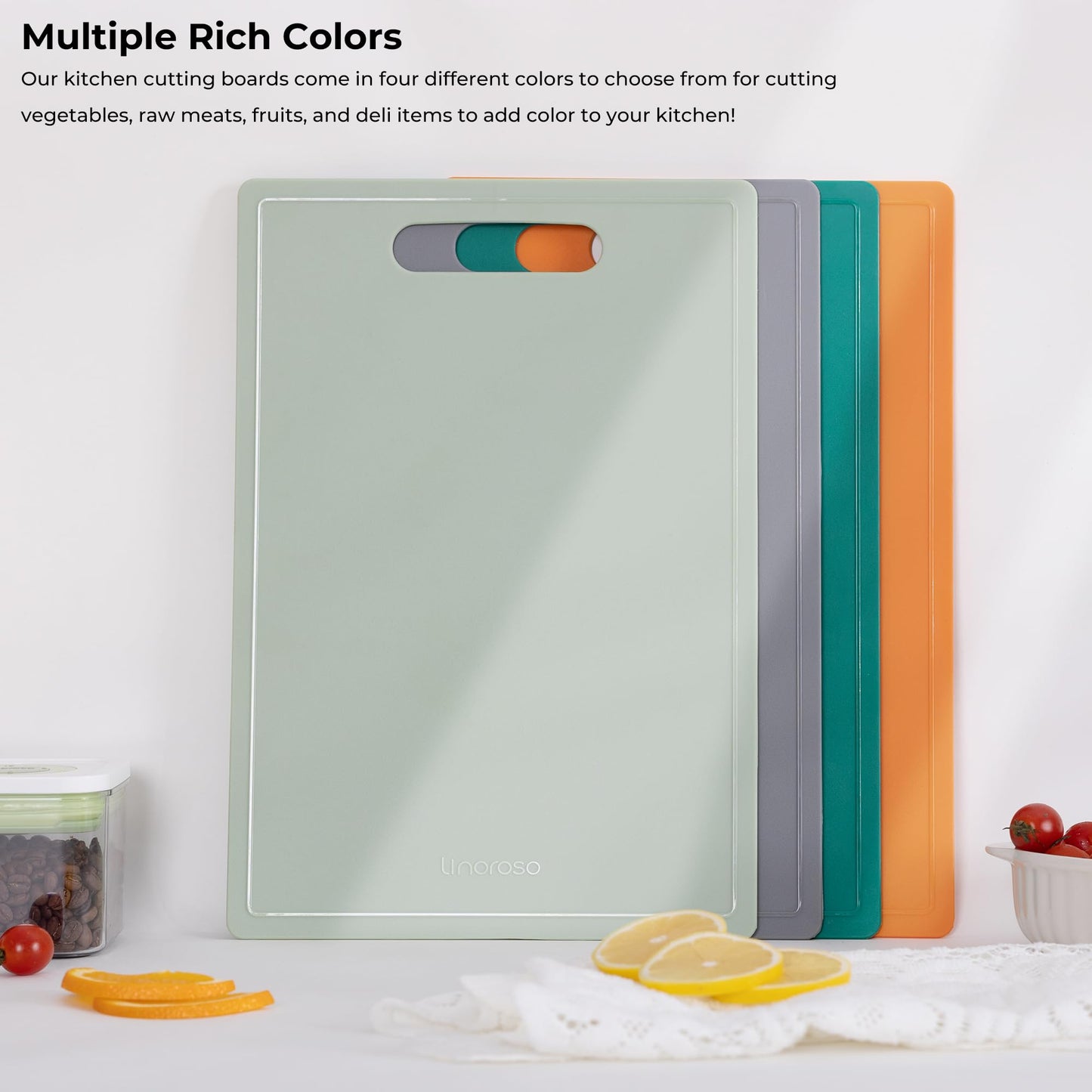 Linoroso Flexible Kitchen Cutting Board - Made from BPA Free Material - Cutting Mark Prevention, 10x14 Inches, Non-Slip Design - Easy-Care Kitchen Essential, Orange