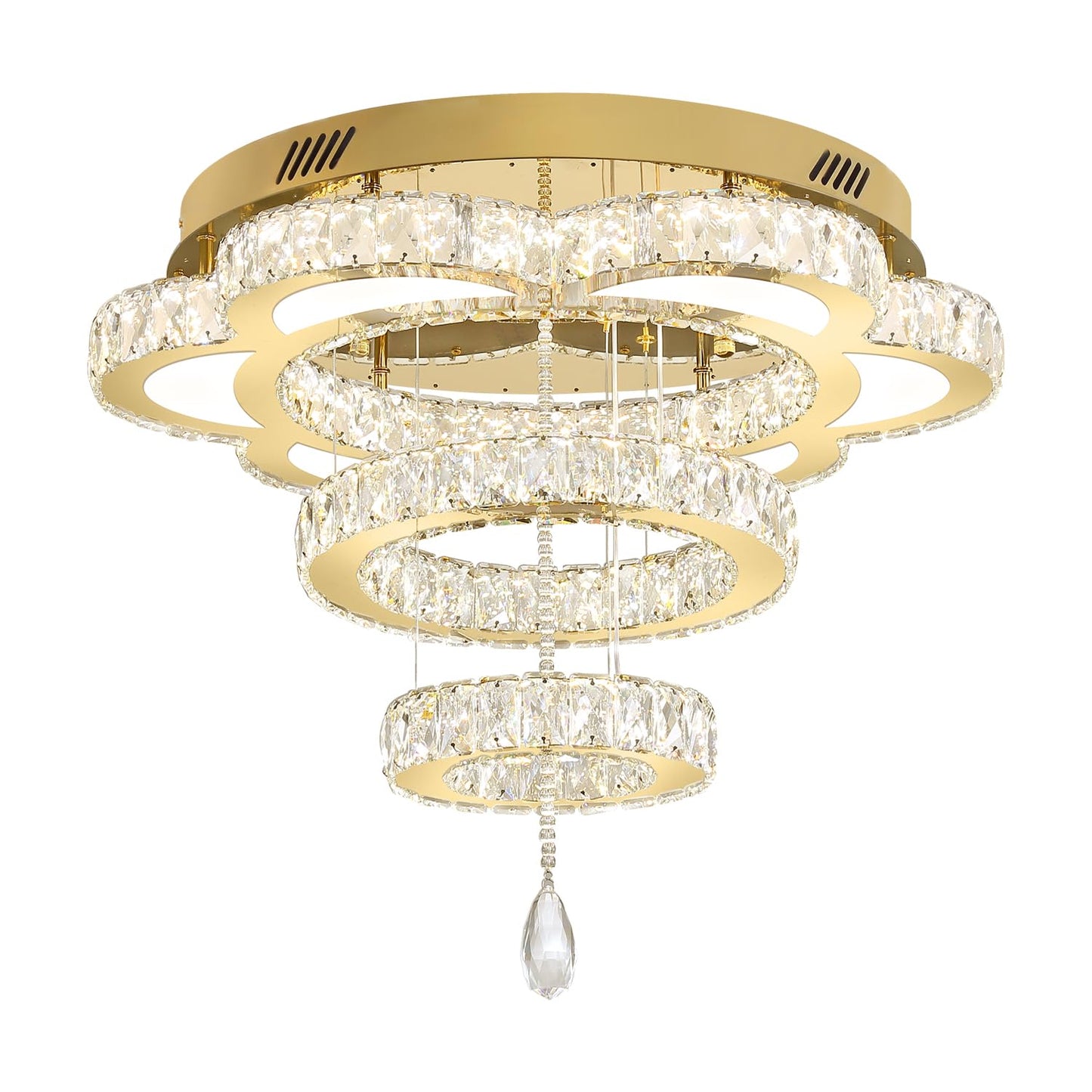 ykolupty W24 Modern Crystal Gold Chandelier for Living Room Dining Room,Bedroom, Entrance Ceiling Light Lamparas de techo LED Dimmable 2700K-6000K