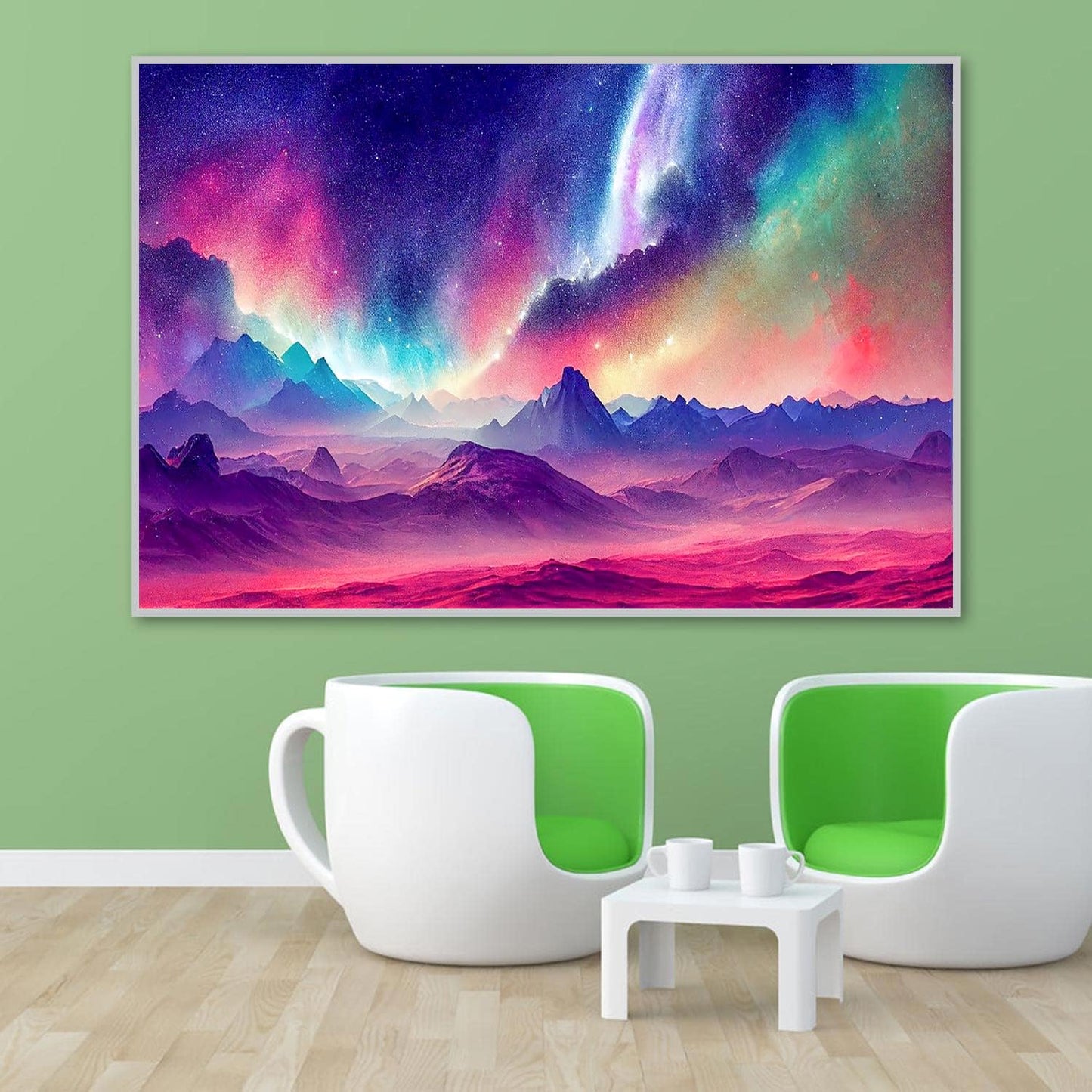 ijbnhd Large Diamond Painting Kit for Adults- Large Diamond Art Kits for Adults, Aurora Mountain Full Drill Round Gem Art for Crafts Home Wall Decor Gift 27.5 X 15.7inch