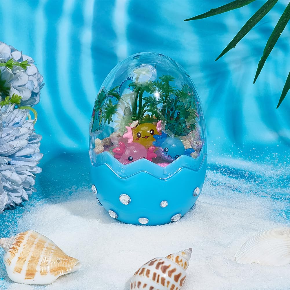 WEBEEDY 2 Sets Mini Axolotl Terrarium Kit Cute Animal Terrarium Starter Craft Set Fairy Garden Mini Figurine Desk Pet Tiny World Set for Kawaii Desktop Decor Christmas Birthday Gift