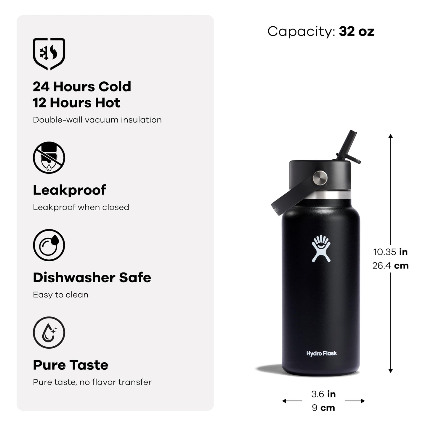 Hydro Flask Water Bottle - Insulated Stainless Steel - Wide Straw Lid, Non Spill, Leakproof in 32 Oz Indigo Blue